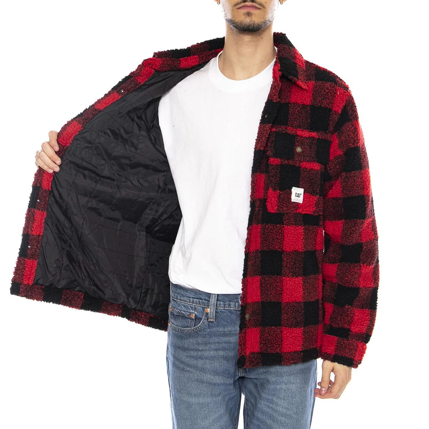 Buffalo Overshirt -- Camicia Overshirt Uomo Rosso / Nero Uomo CAT - Image 4