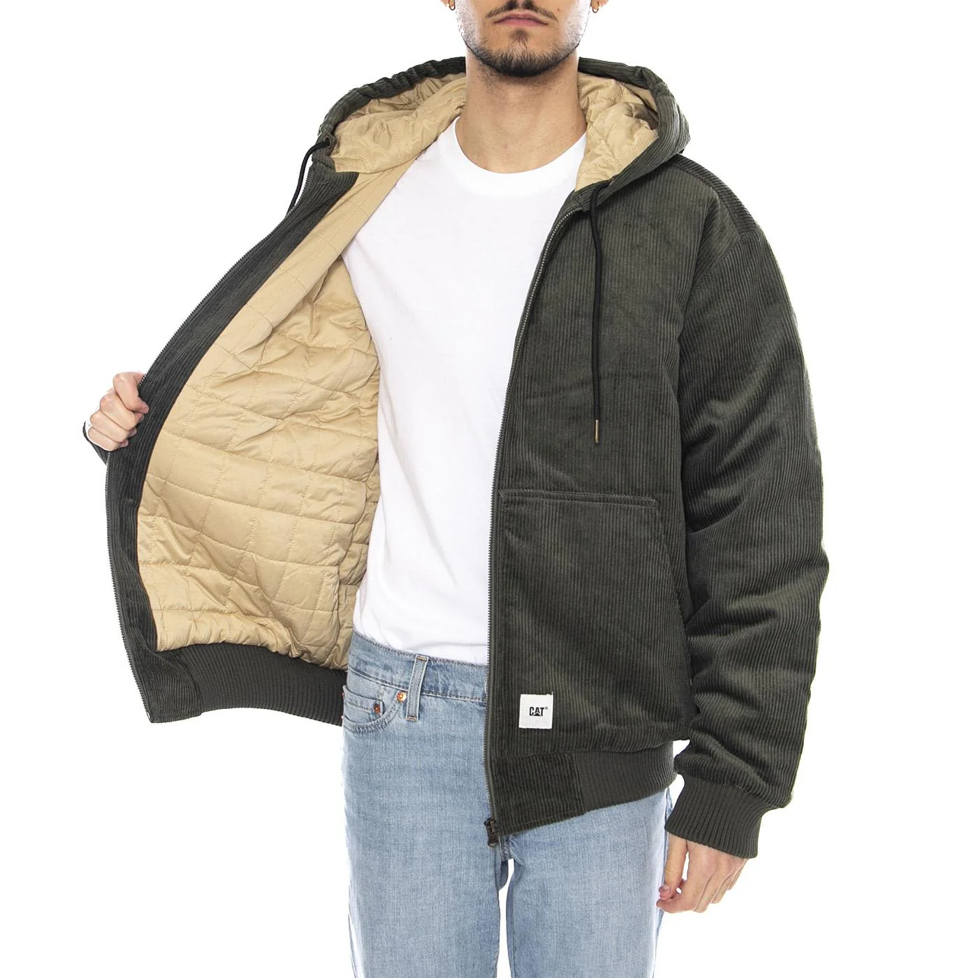 Cord Active Jacket -- Giacca Uomo Beetle Verde con Cappuccio  Uomo CAT - Image 4