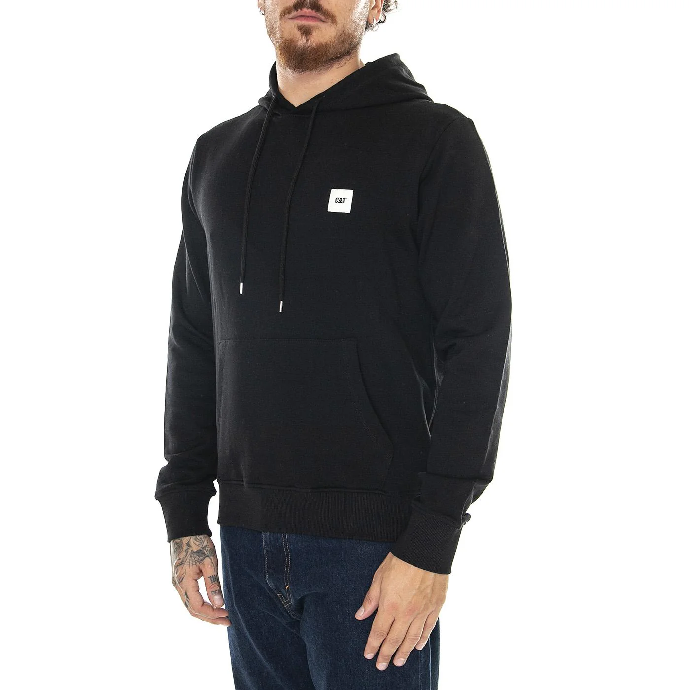 Essential Hoodie - Black - Felpa con Cappuccio Uomo Nera  Uomo CAT