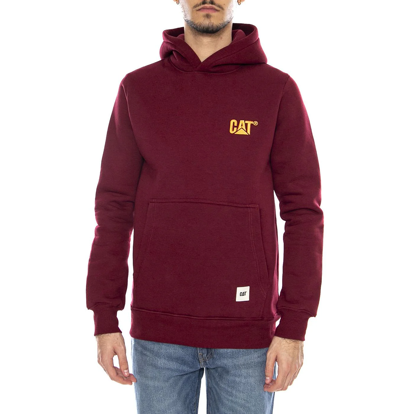 Logo Hoodie -- Felpa con Cappuccio Uomo Maroon  Uomo CAT - Image 2