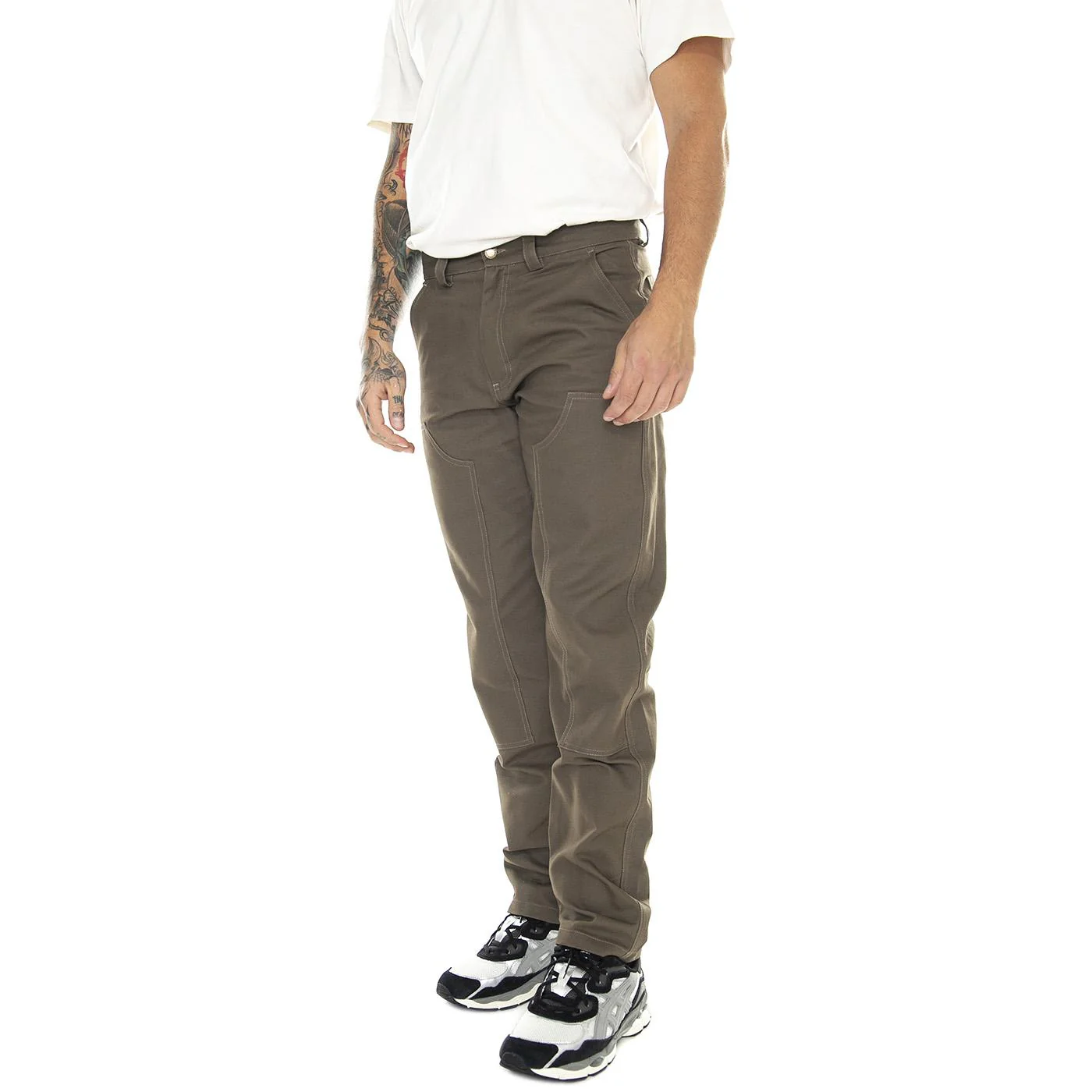 M' Double Knee Pants Olive - Pantaloni Uomo Marroni Uomo CAT