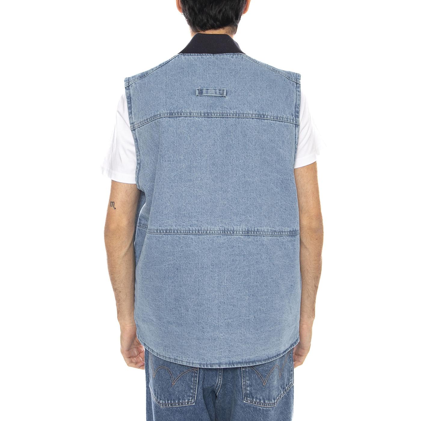 Spring Denim Vest Light Wash - Giacca Smanicata Denim Jeans Uomo Blu Uomo CAT - Image 3