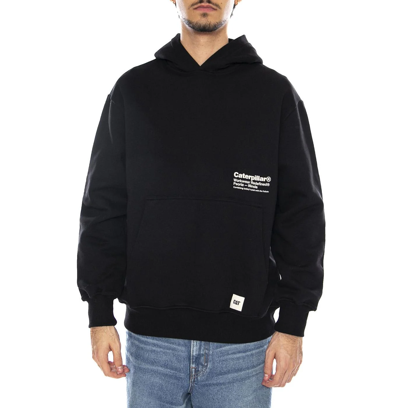 Starts And Stripes Black Hoodie - Felpa con Cappuccio Uomo Nera  Uomo CAT - Image 2