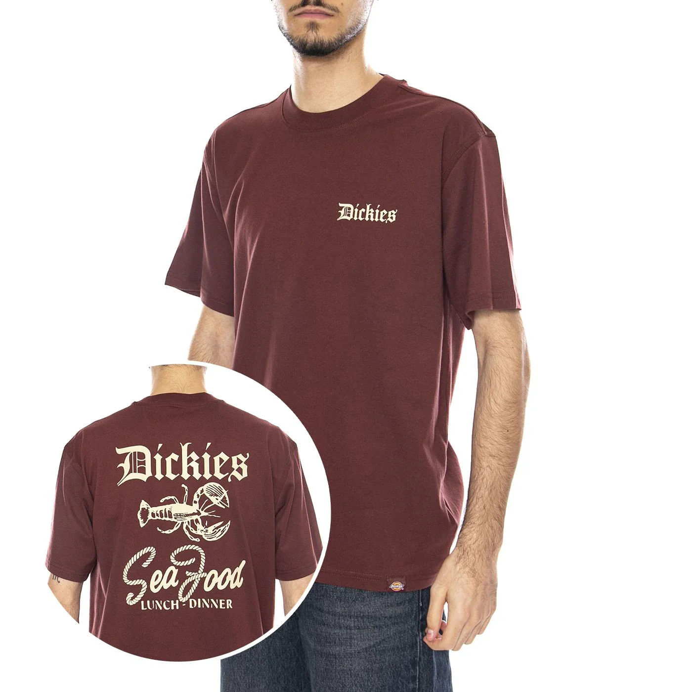 Dickies Diner SS Maglietta -- Maglietta Uomo Bordeaux (Andorra)  Uomo DICKIES