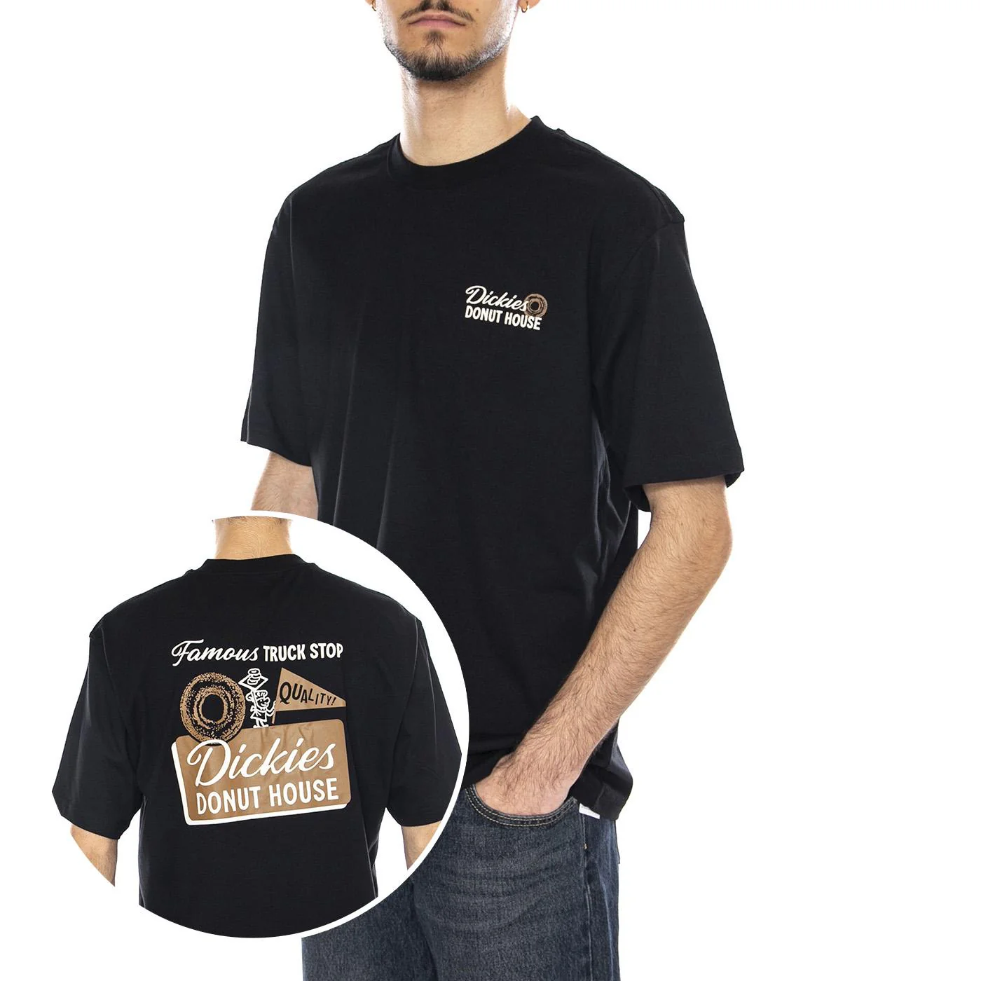 Donut House SS Maglietta -- Maglietta Uomo Nera Uomo DICKIES