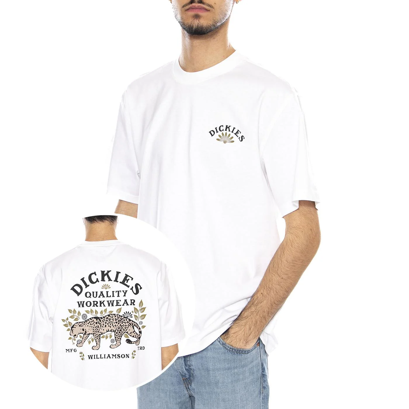 Fort Lewis SS Maglietta -- Maglietta Uomo Bianca Uomo DICKIES