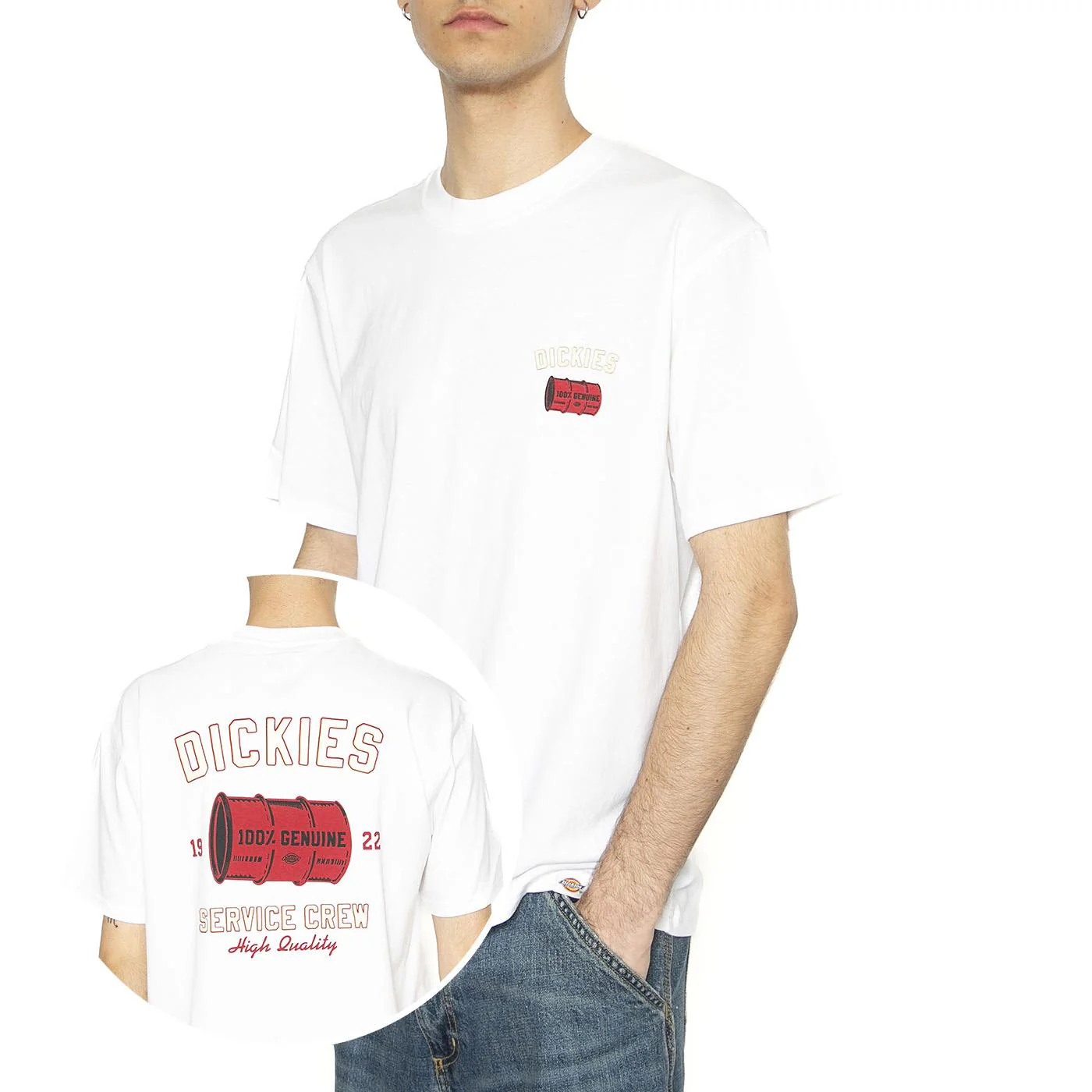 Service Crew SS Tee White - Maglietta Girocollo Uomo Bianca Uomo DICKIES