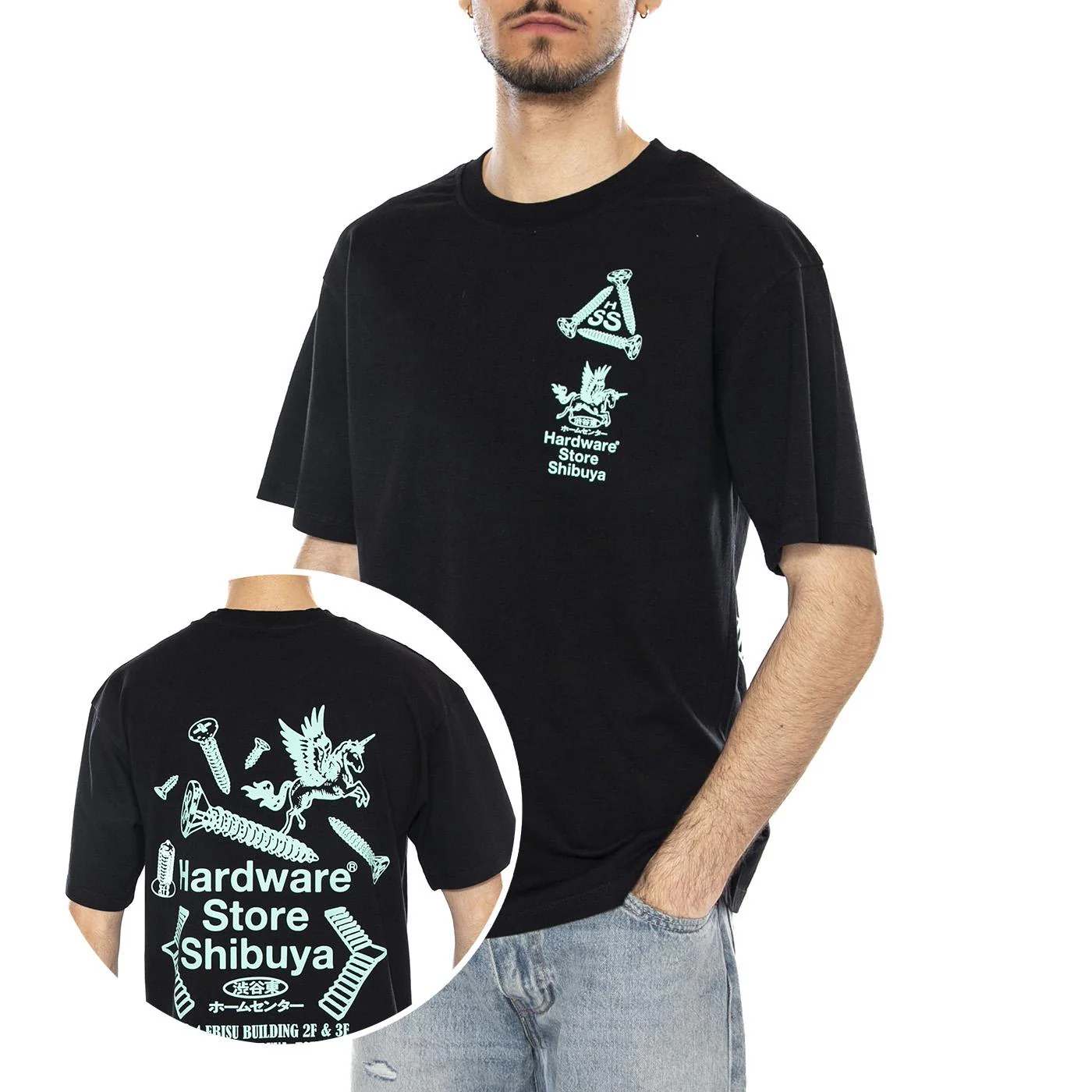 HARDWARE STORE SHIBUYA TS - Maglietta Girocollo Uomo Nera Uomo EDWIN