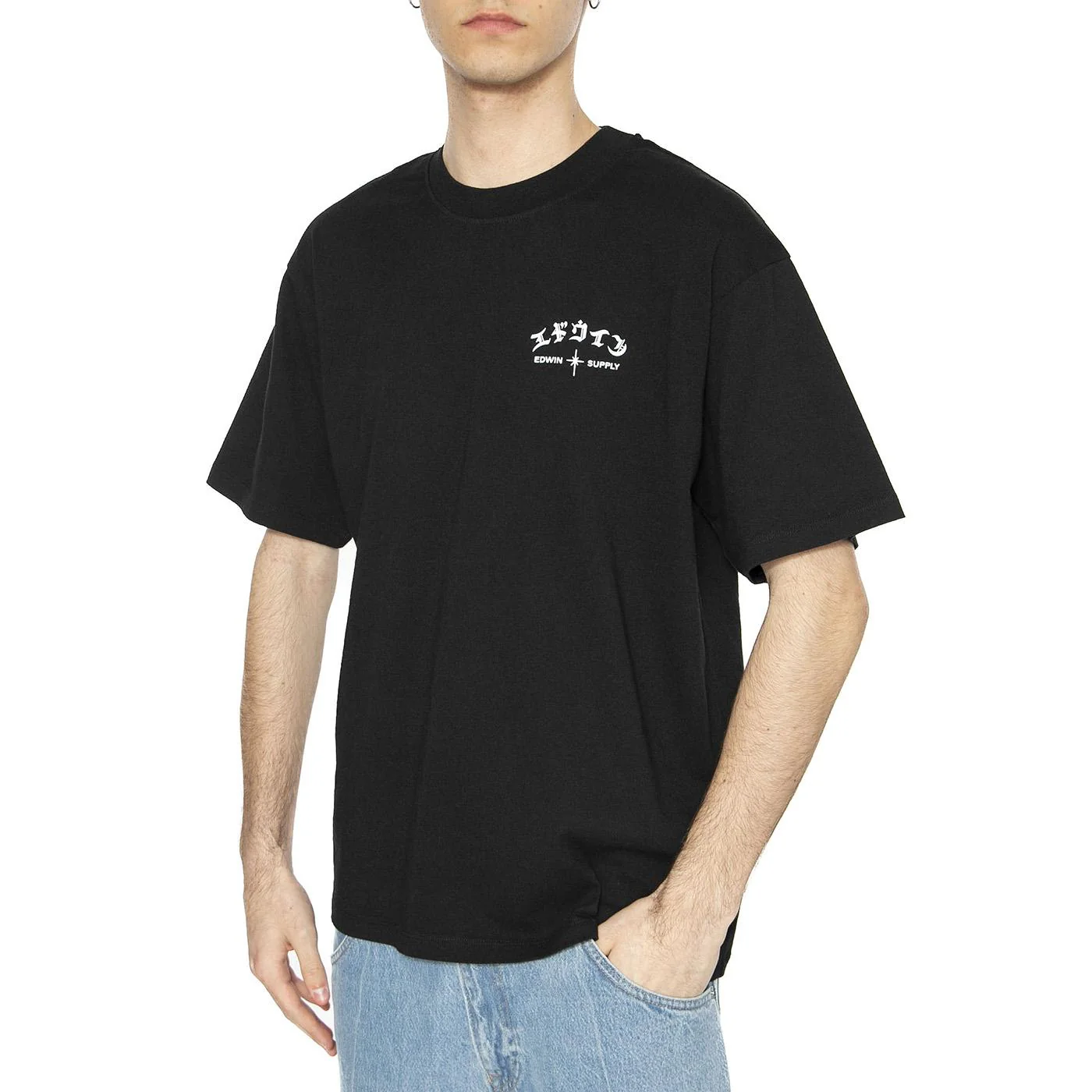 High Life Low Levels Chest TS - Maglietta Girocollo Uomo Nera  Uomo EDWIN