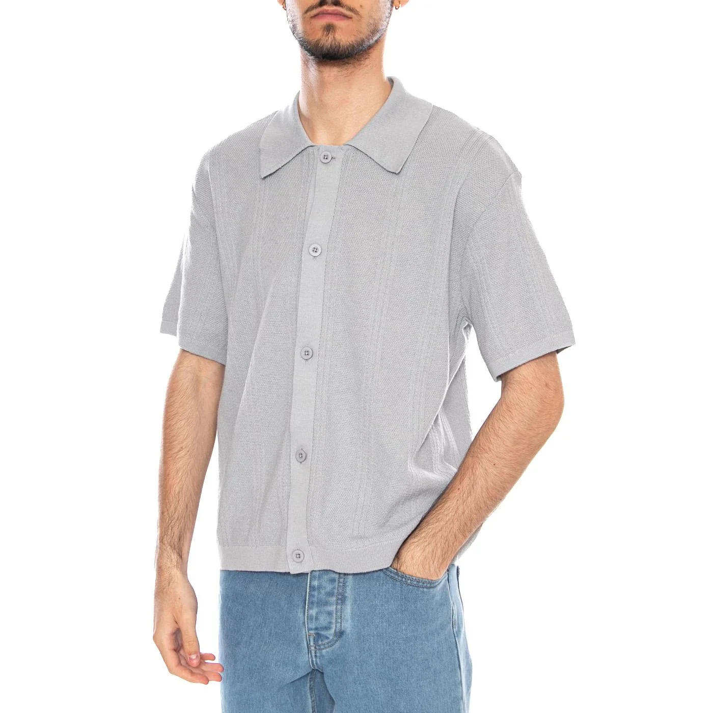Luis Buttoned Polo Grey - Polo Uomo Grigia Uomo EDWIN