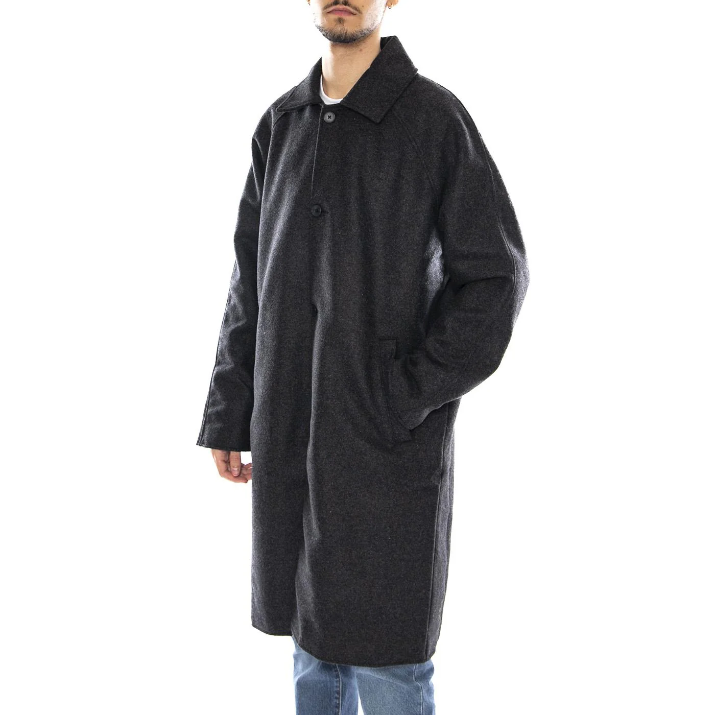 Mac Wool Coat -- Cappotto Uomo Dark Grey Marl Uomo EDWIN