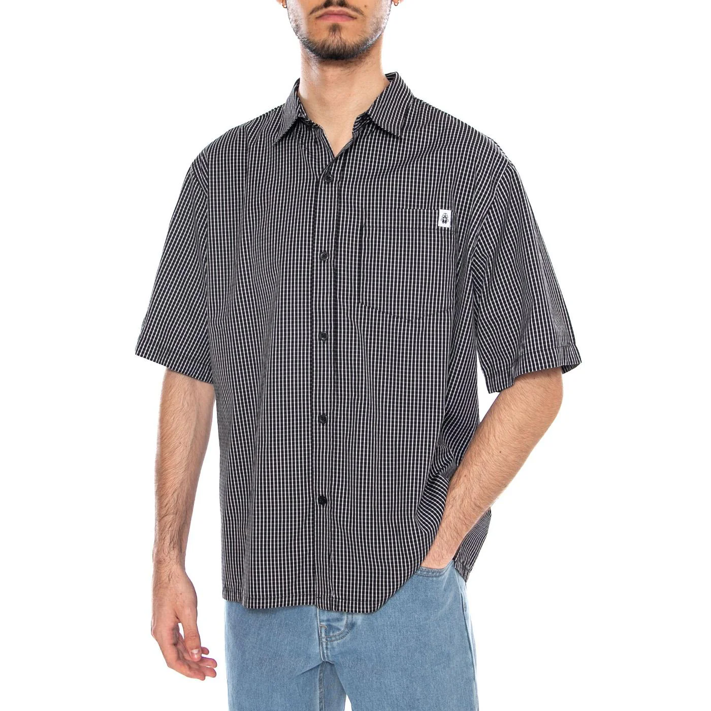 Millbury Shirt SS Black/White - Camicia Maniche Corte Uomo Nera/Bianca Uomo EDWIN