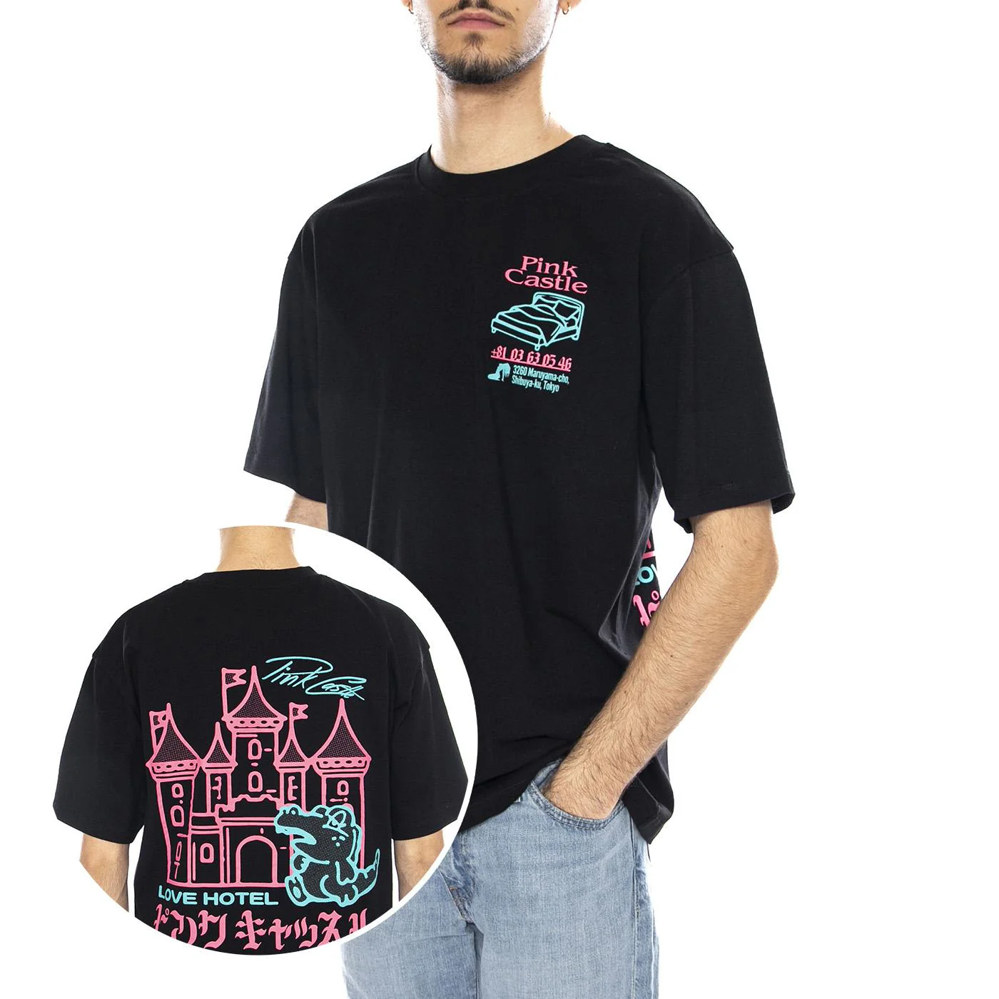 Pink Castle TS -- Maglietta Uomo Nera Uomo EDWIN