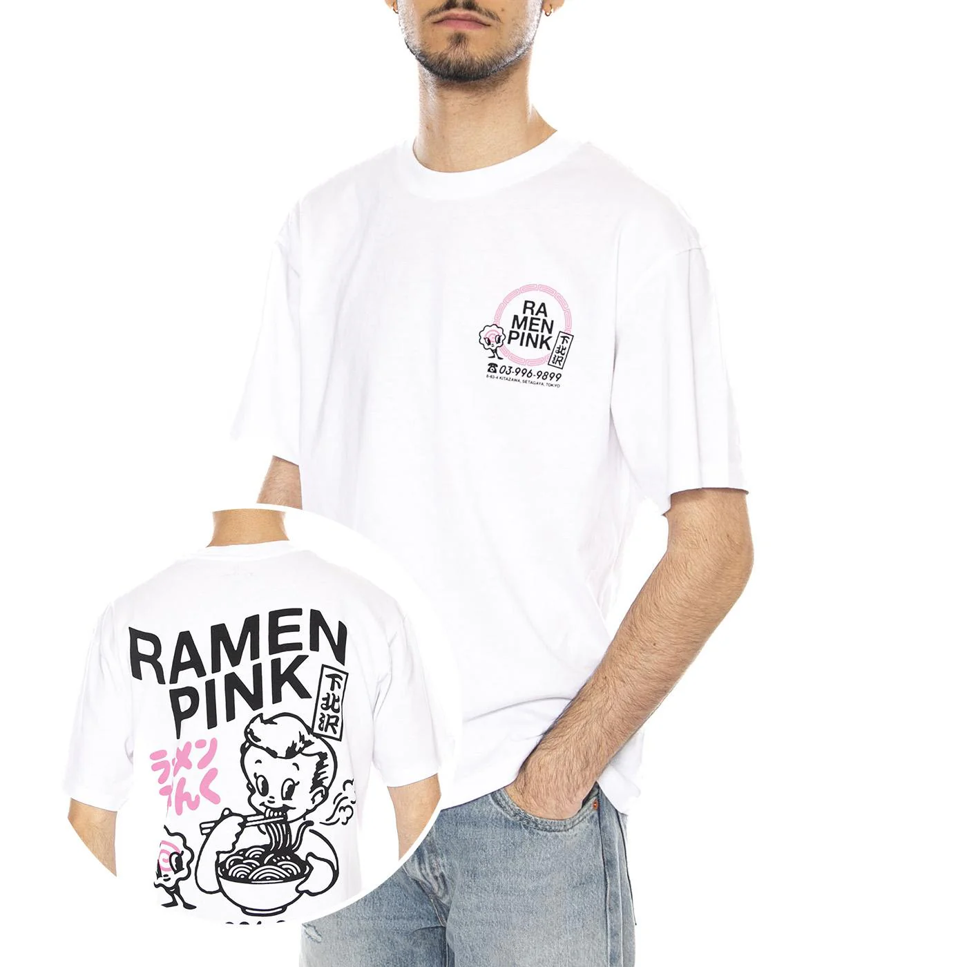 RAMEN PINK TS - Maglietta Girocollo Uomo Bianca Uomo EDWIN