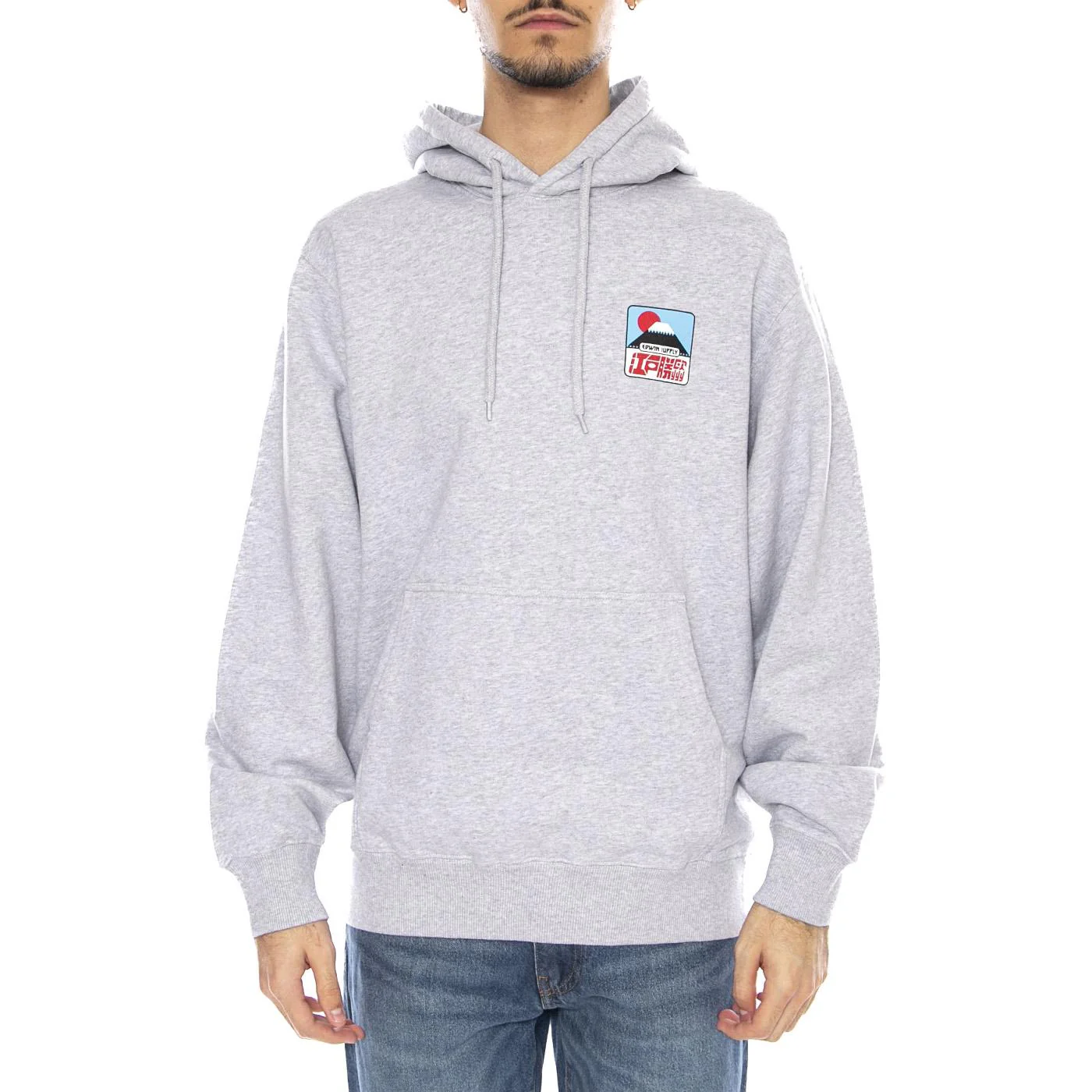 Sunset on Fuji San Hoodie Sweat Grey -- Felpa con Cappuccio Uomo Grigia Uomo EDWIN - Image 2
