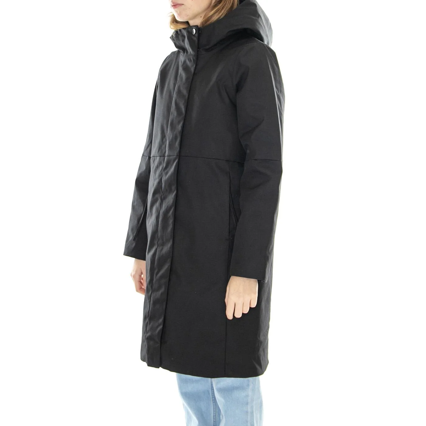 W´s Jacket Elvira Black Smart Cotton Blend - Giacca Invernale con Cappuccio Donna Nera  Donna ELVINE