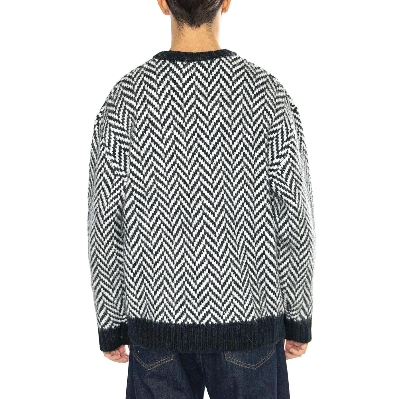 Athens Herringbone Sweater In True Navy - Maglione Girocollo Uomo Blu / Multicolore Uomo FARAH - Image 3