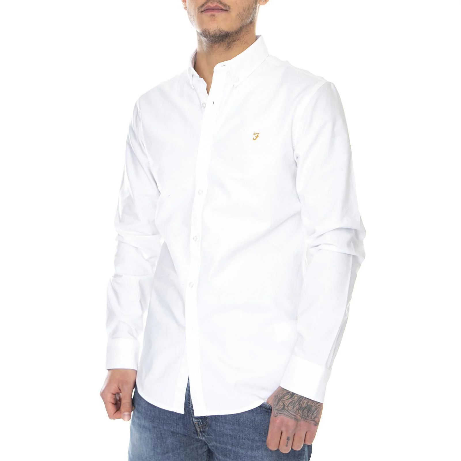 Brewer LS BD Shirt White - Camicia Uomo Bianca Uomo FARAH - Image 2