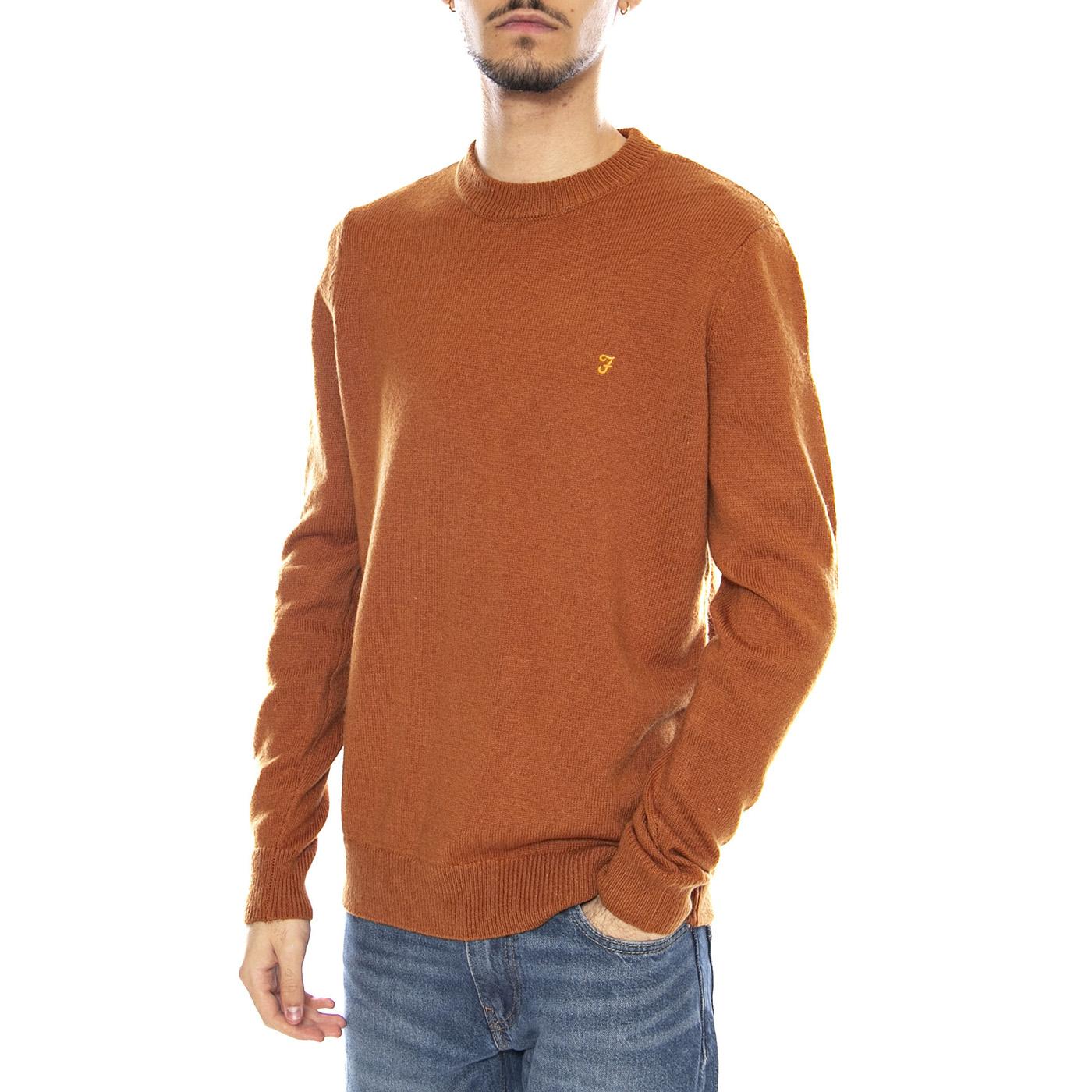 Maidstone Crew Sweat - Felpa Uomo Girocollo Burnt Ochre Ocra Uomo FARAH