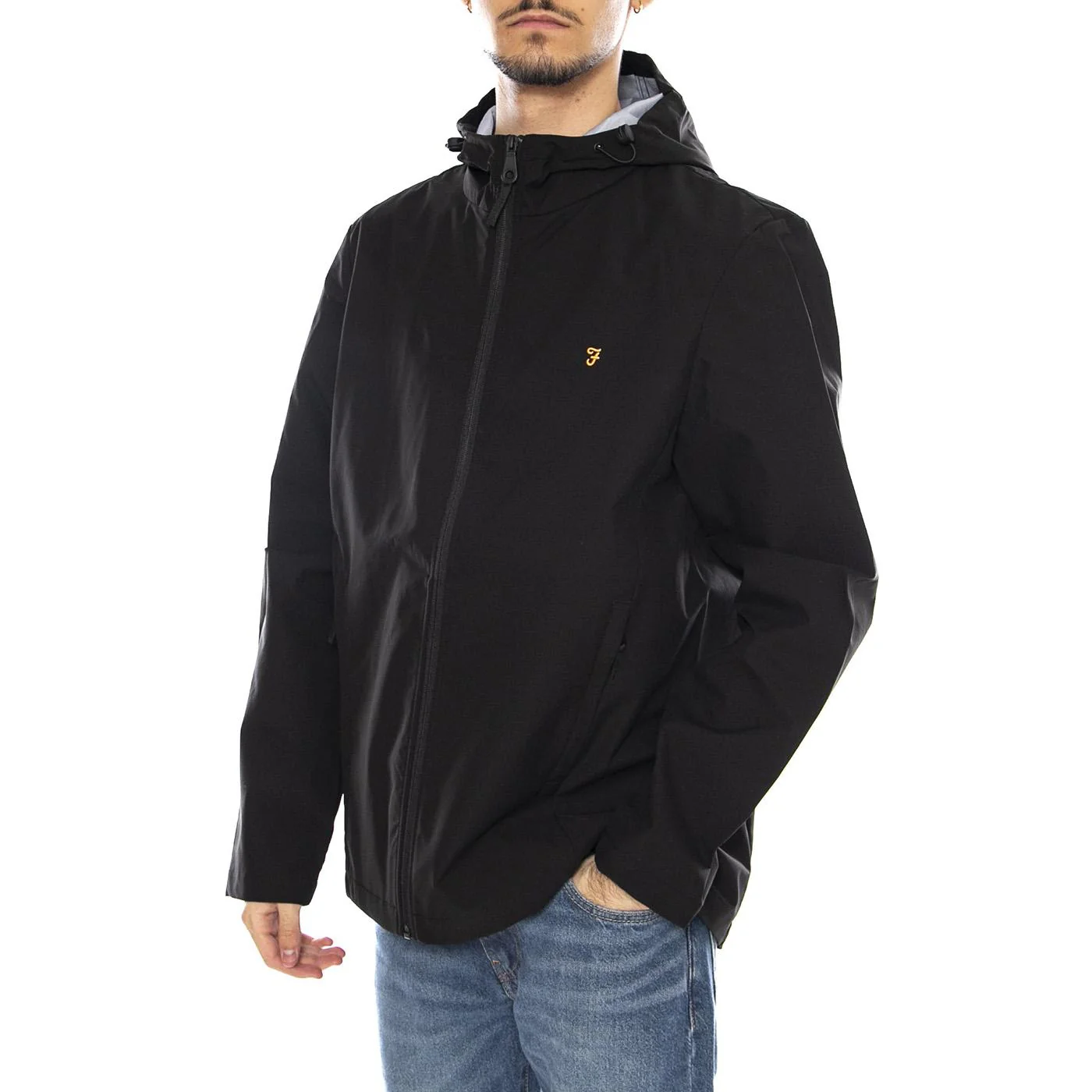 Rhodes Hooded Jacket - Giacca Uomo con Cappuccio Nera Uomo FARAH