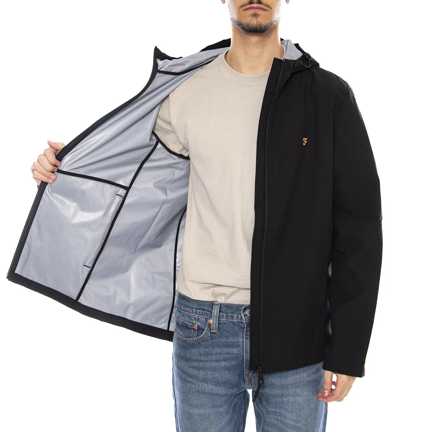 Rhodes Hooded Jacket - Giacca Uomo con Cappuccio Nera Uomo FARAH - Image 4
