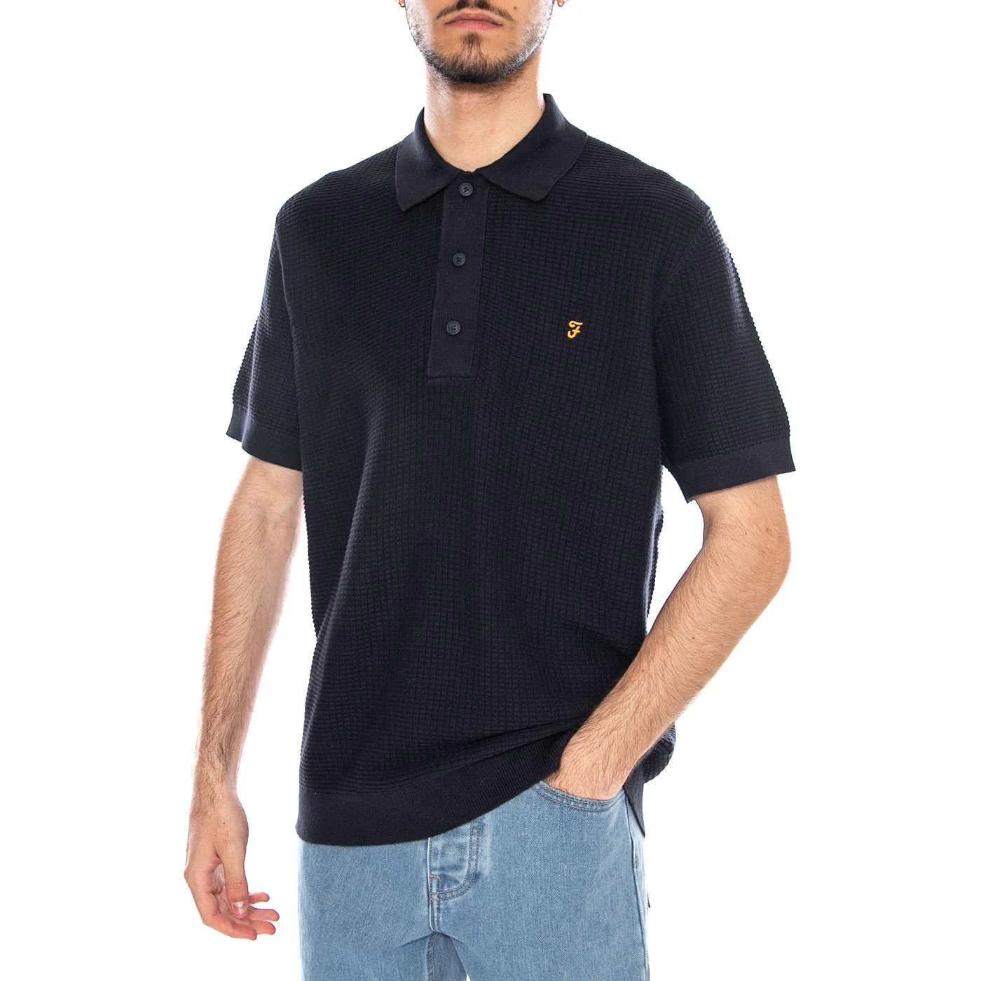 Thornley Knitted True Navy - Polo Uomo Blu Scuro Uomo FARAH