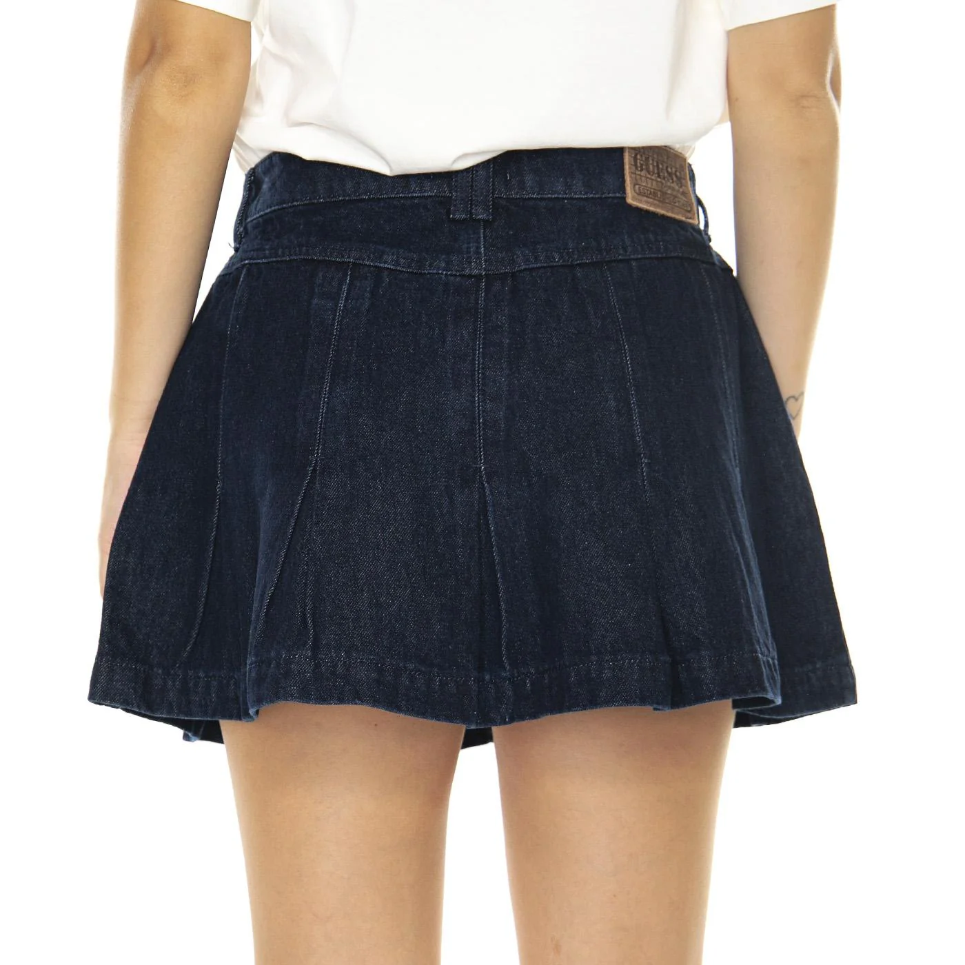 Go Pleated Denim Tennis Skirt Dark Wash - Gonna Corta Blu  Donna GUESS ORIGINALS - Image 3