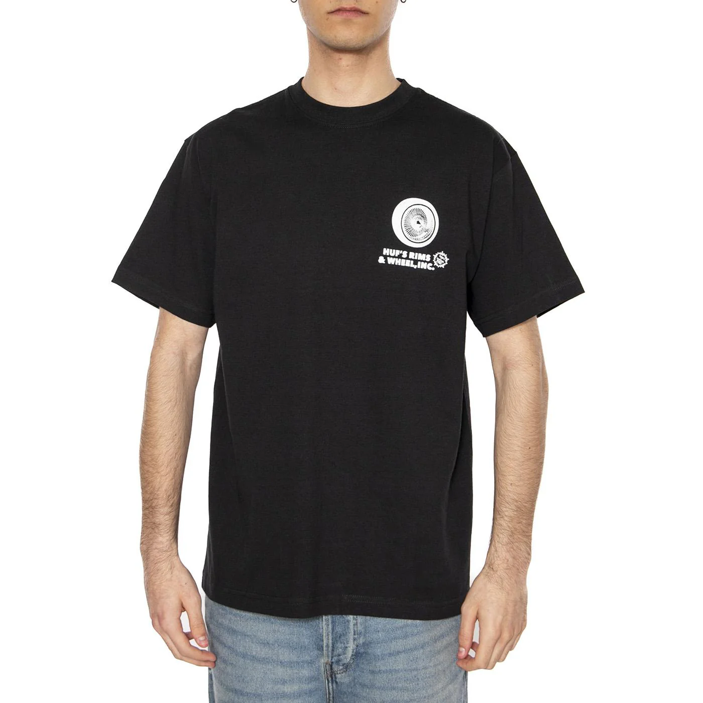Rim & Wheel Inc S/S Tee - Maglietta Girocollo Uomo Nera Uomo HUF - Image 2