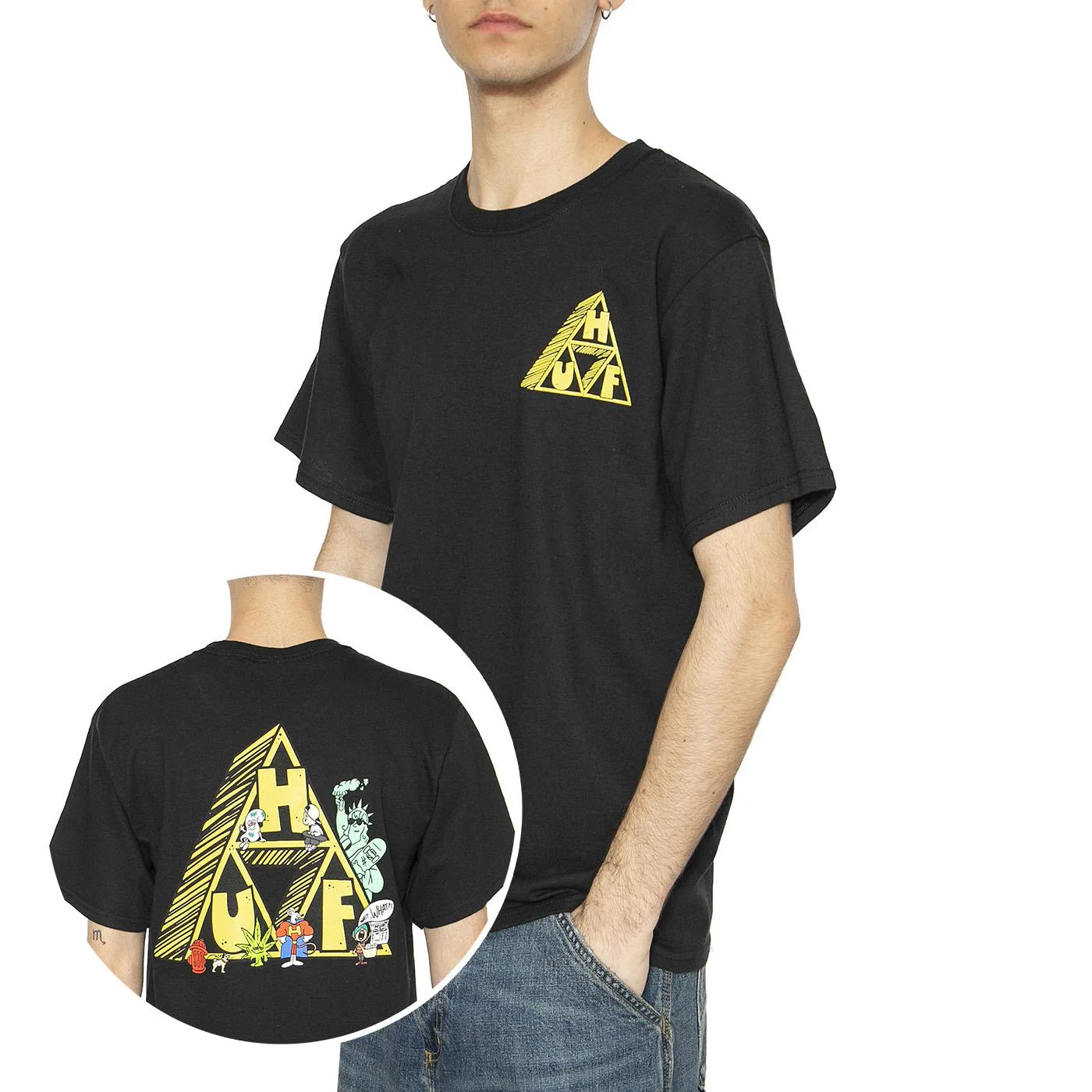 Saturday Morning TT S/S Tee Black - Maglietta Girocollo Uomo Nera Uomo HUF