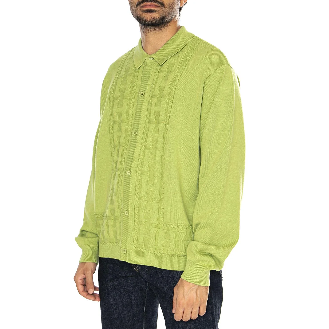 Towner L/S Knit Top PIstachio - Cardigan Uomo Verde Uomo HUF