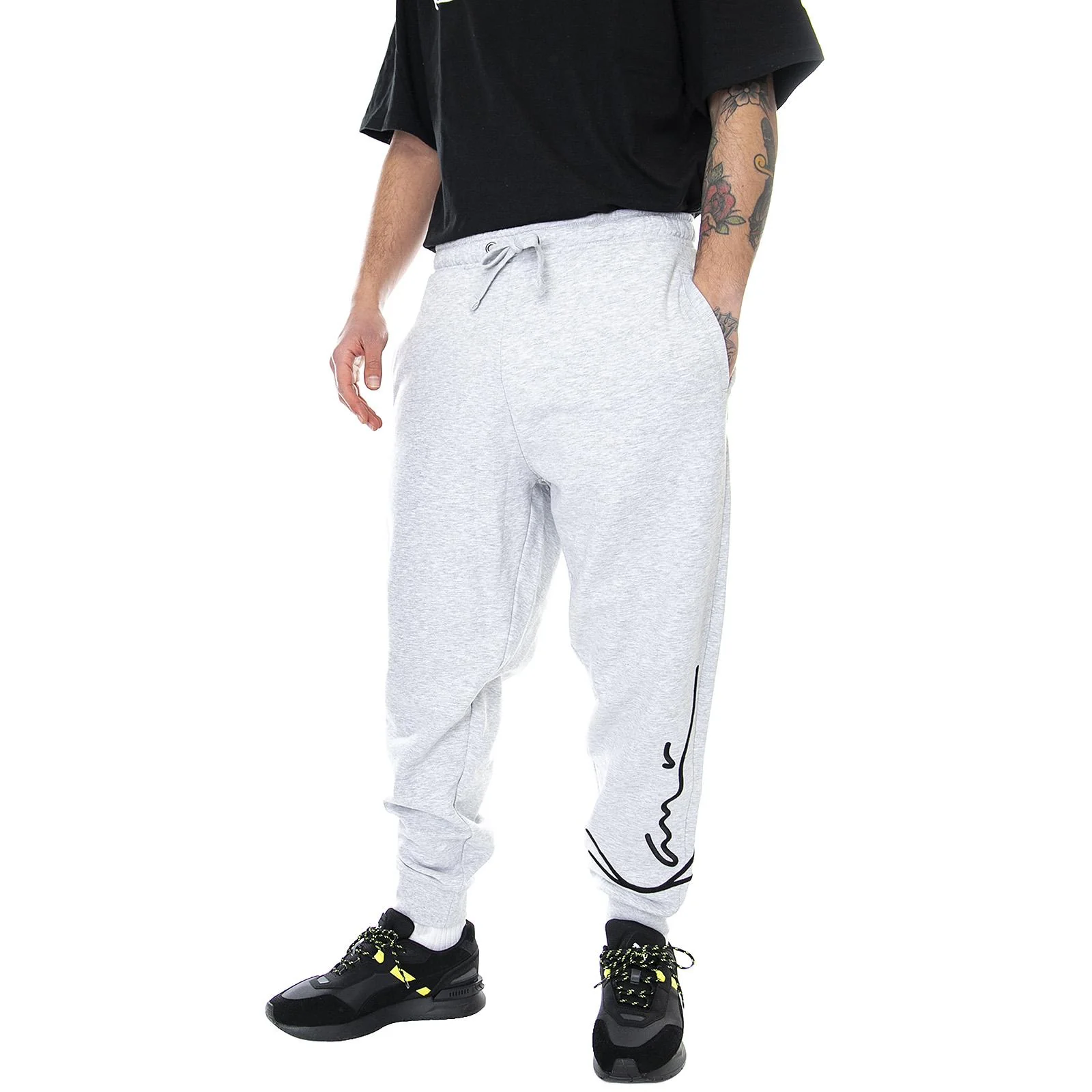 Mens Signature Sweat Pants - Ash Grey - Pantaloni Uomo Grigio Uomo KARL KANI