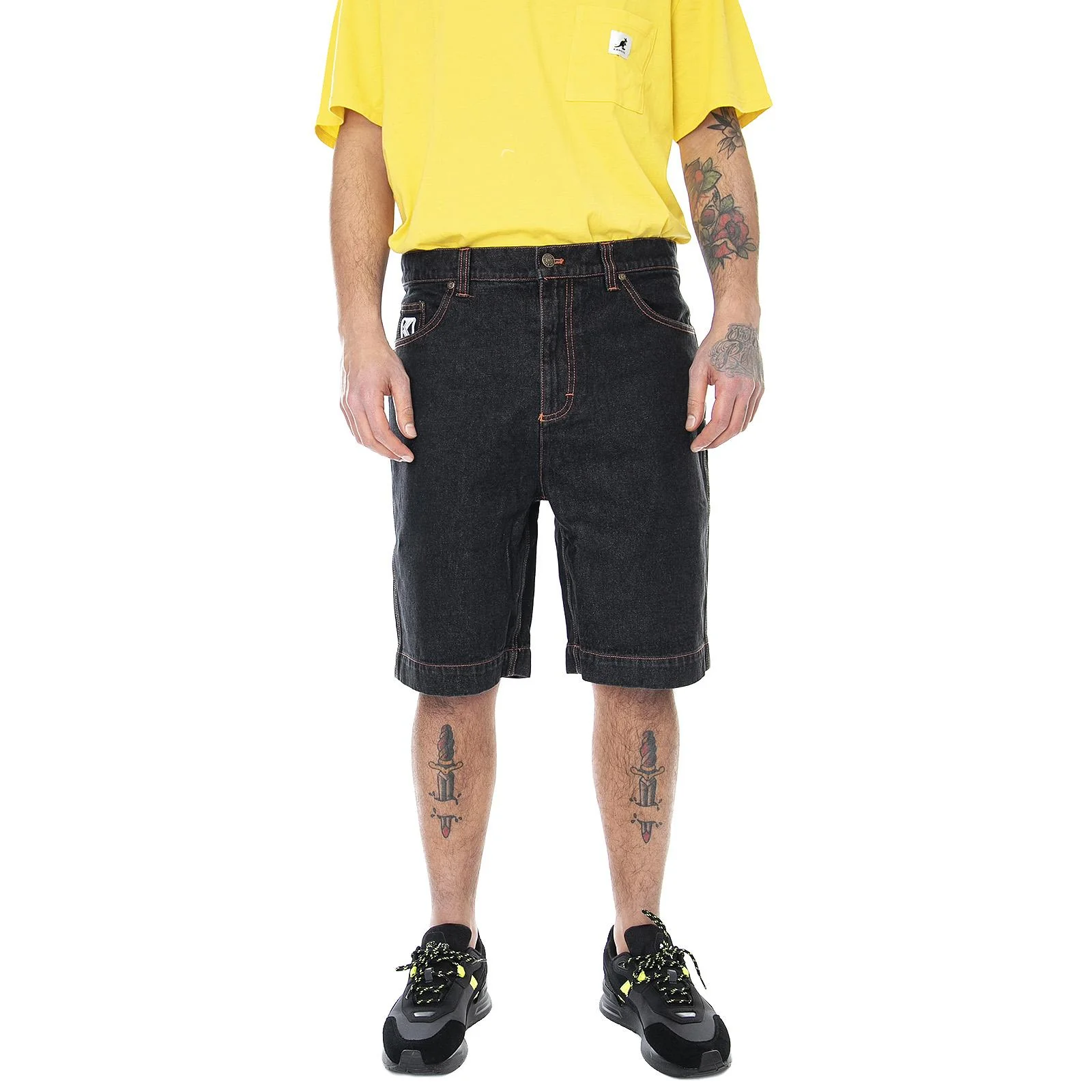 Mens Og Rinse Denim Jeans Shorts - Grey Black - Bermuda Denim Jeans Uomo Grigi Uomo KARL KANI - Image 2