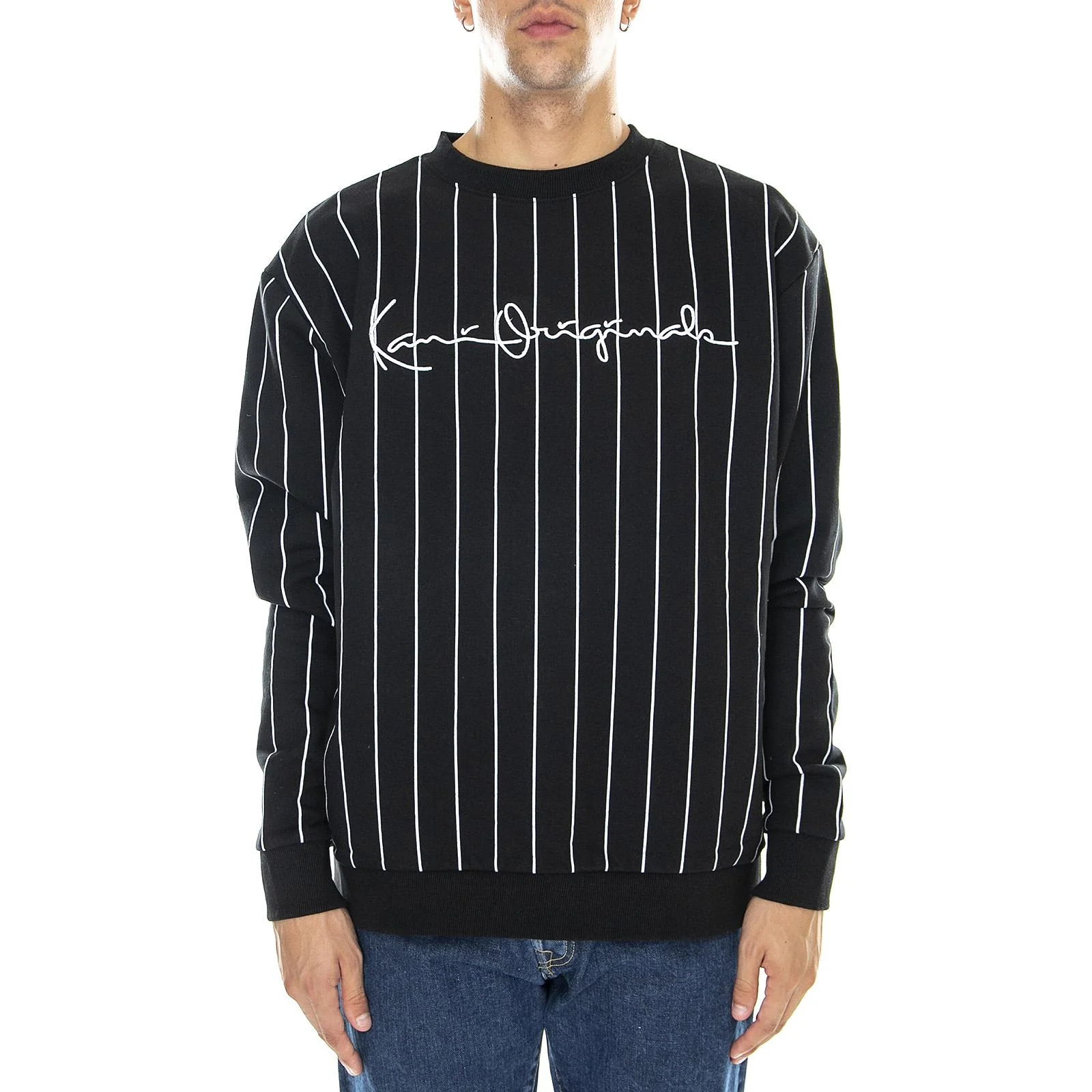 Originals Pinstripe - Felpa Girocollo Uomo Nera Uomo KARL KANI - Image 2
