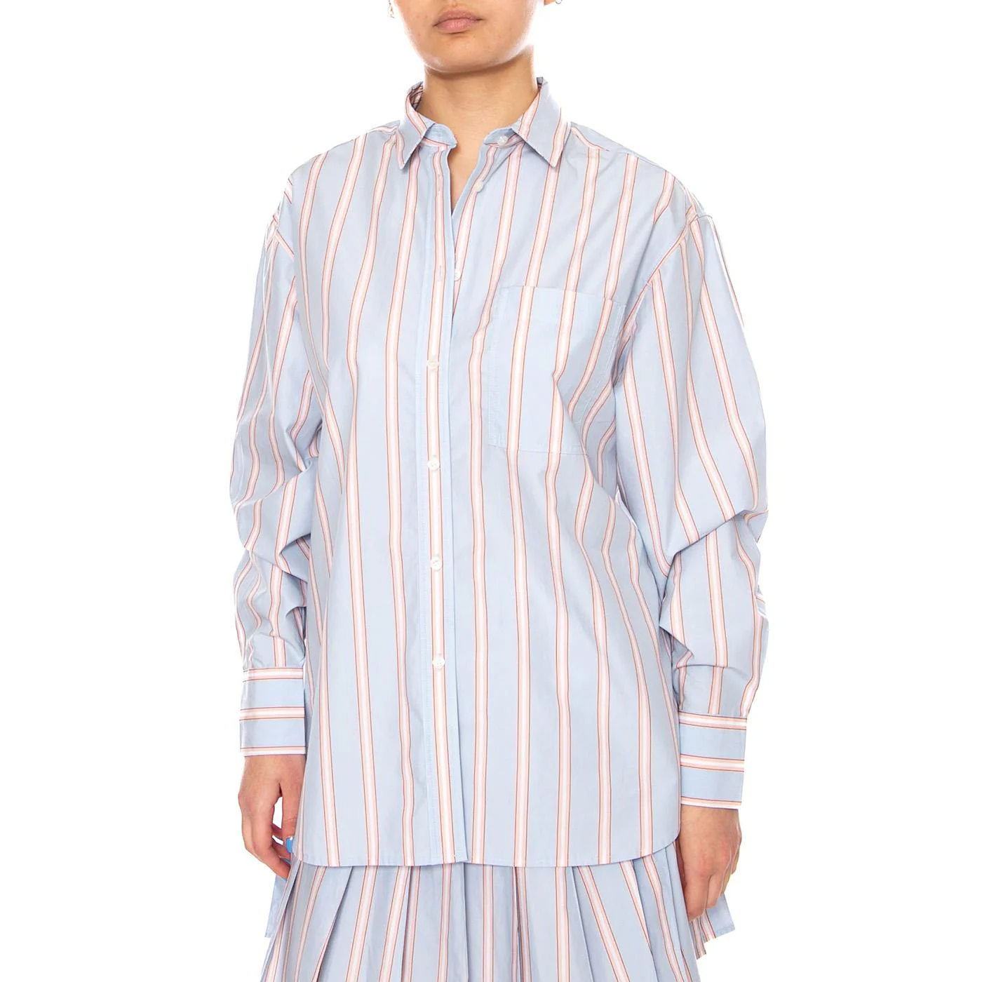 CAMICIA M/L BLU MULTICOLOR - Camicia Donna Blu Donna LACOSTE