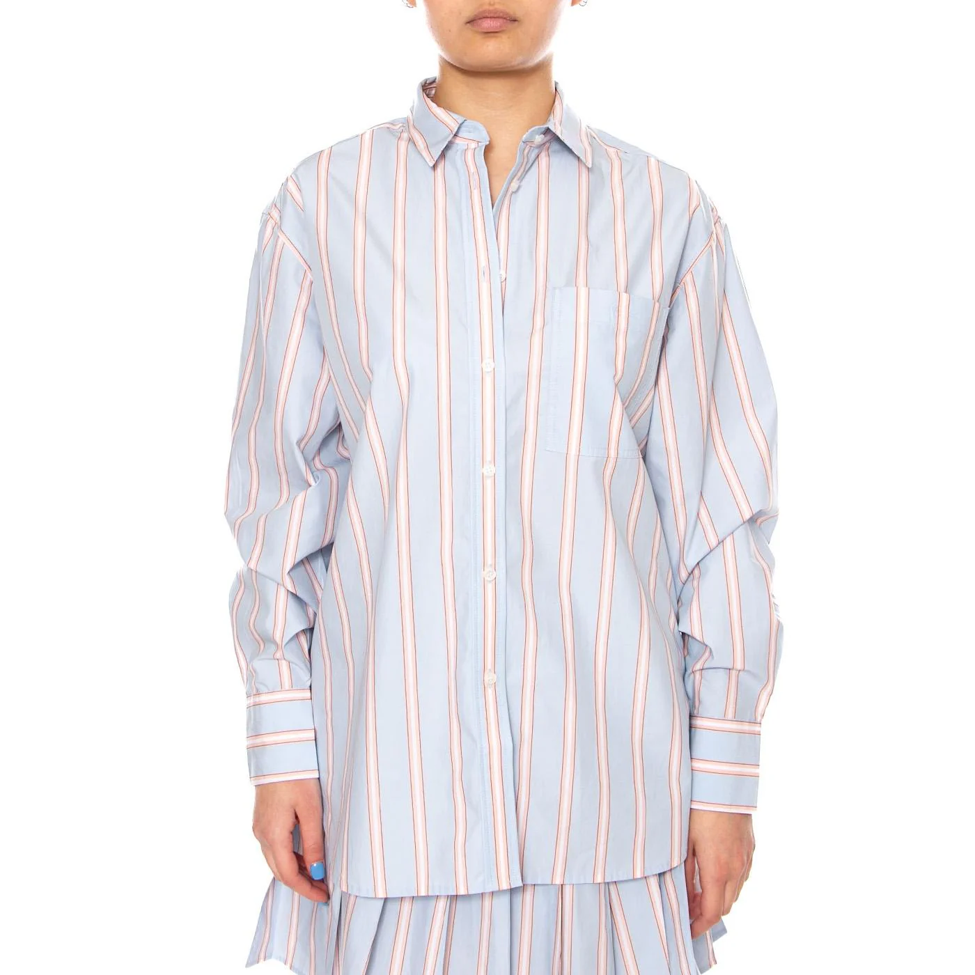 CAMICIA M/L BLU MULTICOLOR - Camicia Donna Blu Donna LACOSTE - Image 2