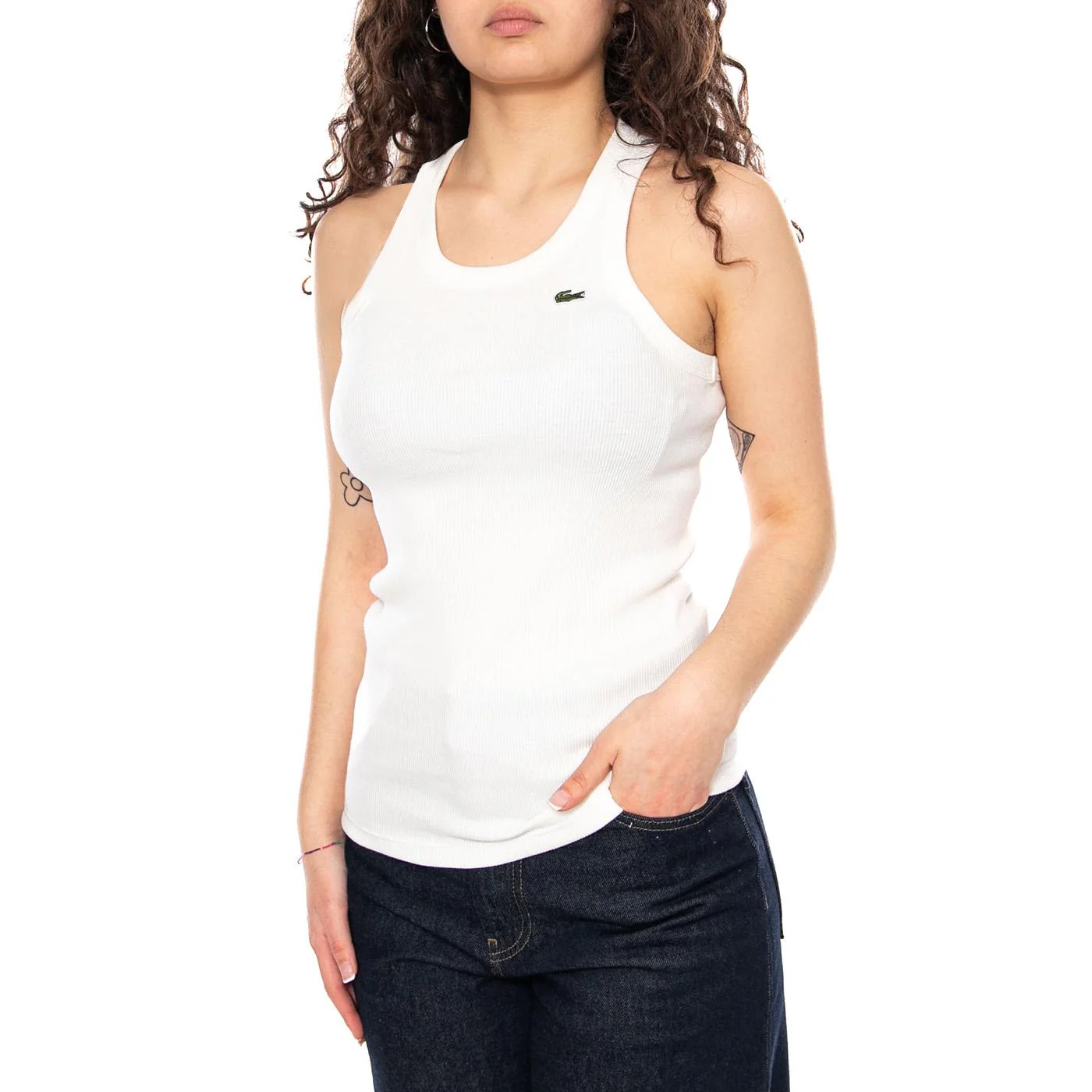 Canotta S/M White Tank - Canotta Donna Bianca Donna LACOSTE