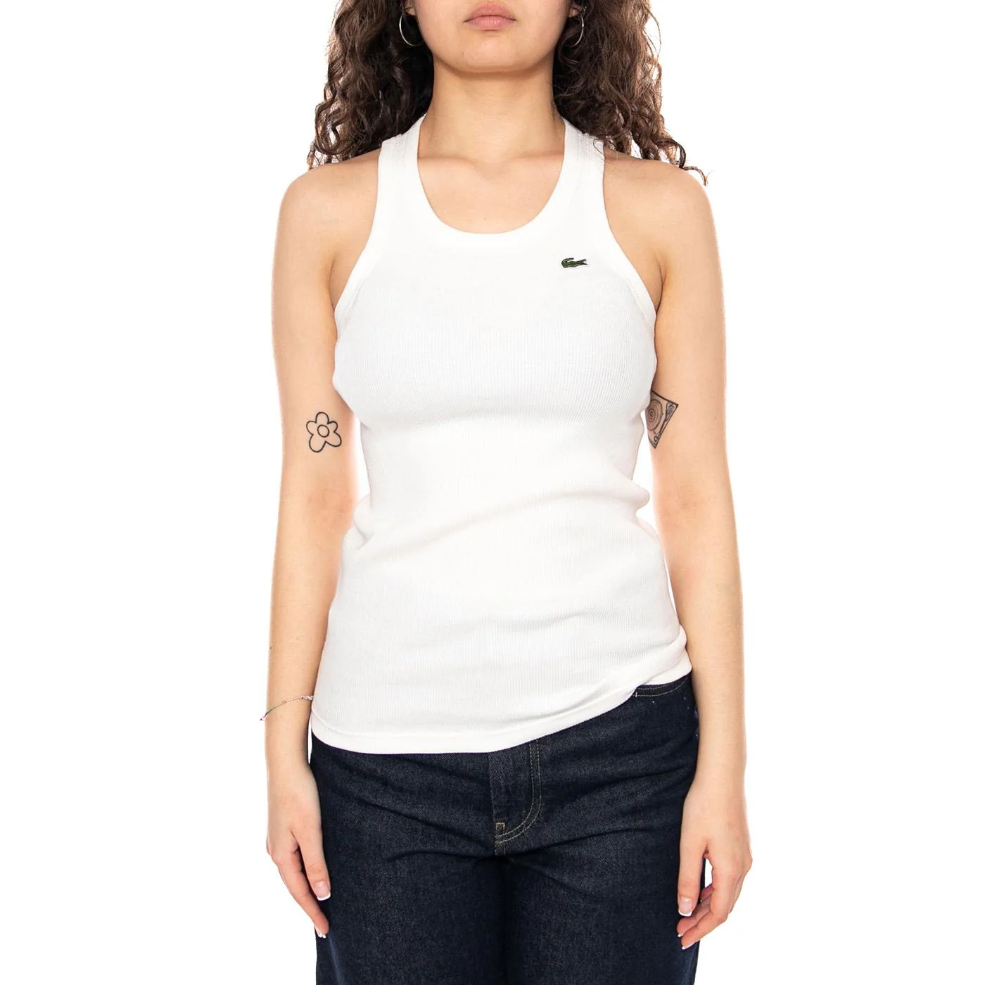 Canotta S/M White Tank - Canotta Donna Bianca Donna LACOSTE - Image 2