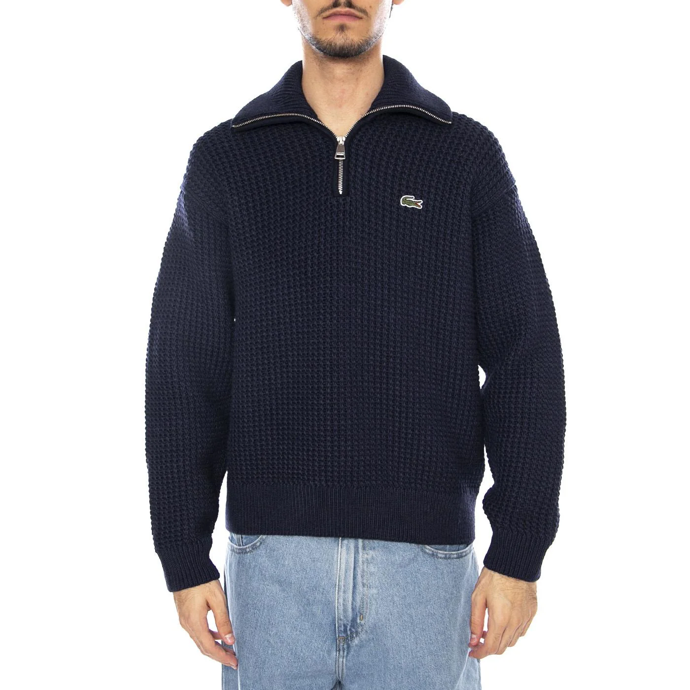 PULLOVER 166 Blue Navy - Maglione Collo Alto Uomo Blu Navy Uomo LACOSTE - Image 2