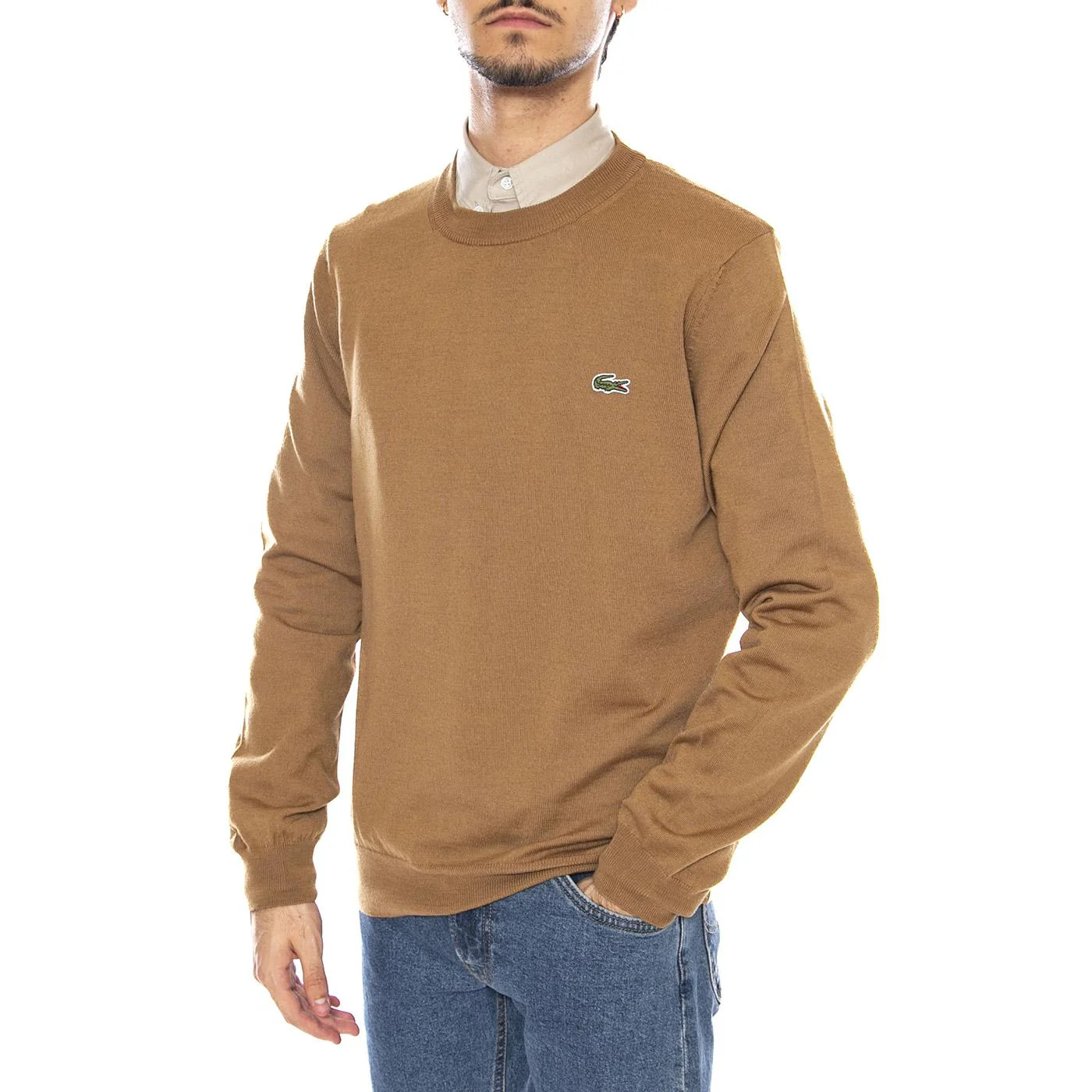 Pullover DPC Brown - Maglione Girocollo Uomo Marrone  Uomo LACOSTE