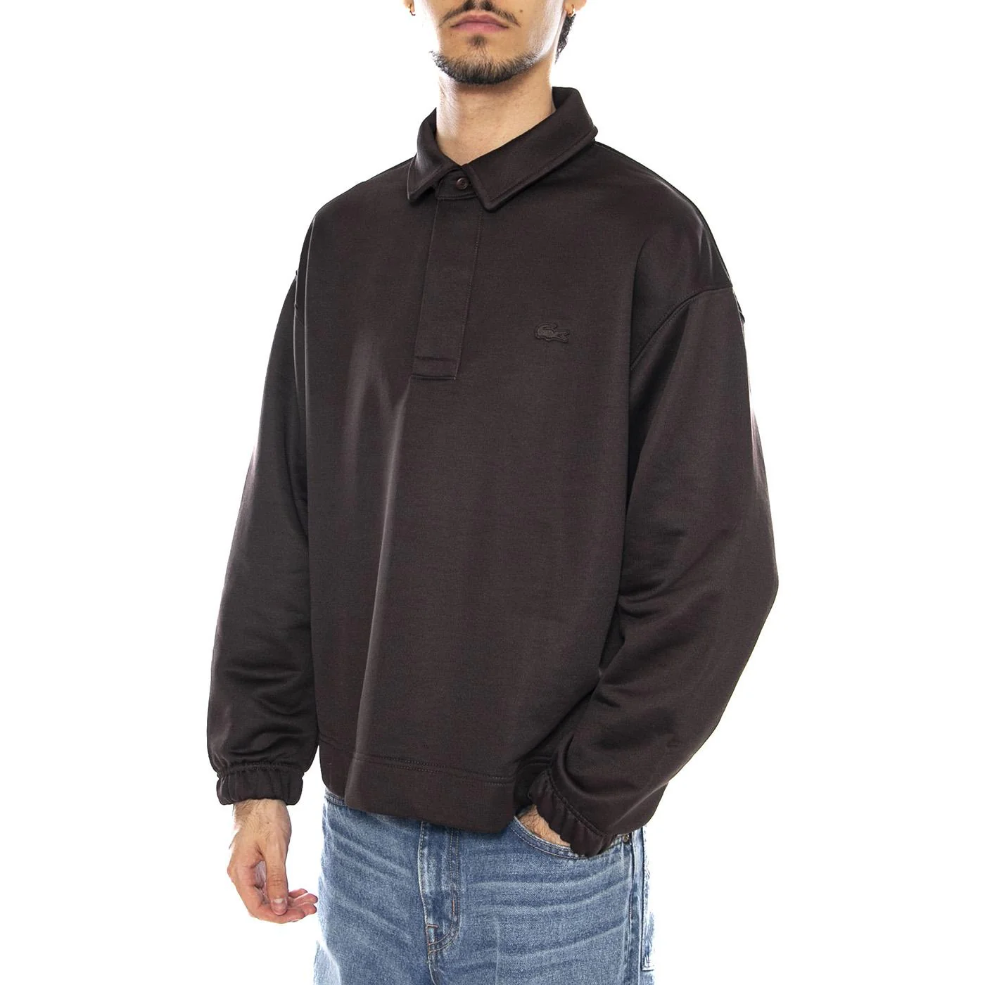 Sweatshirt SKB Black - Polo Maniche Lunghr Uomo Nero Uomo LACOSTE