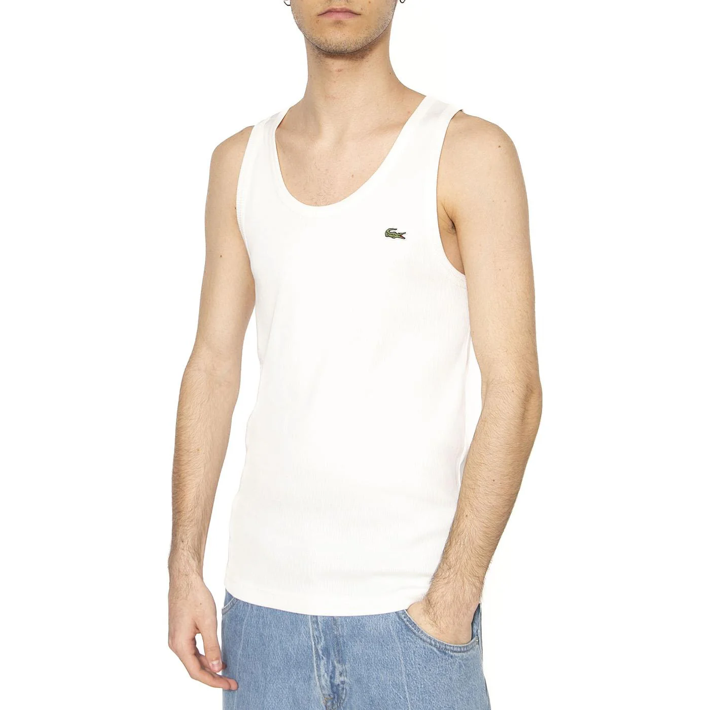 T-Shirt 70V White Tanktop - Canottan Uomo Bianca Uomo LACOSTE