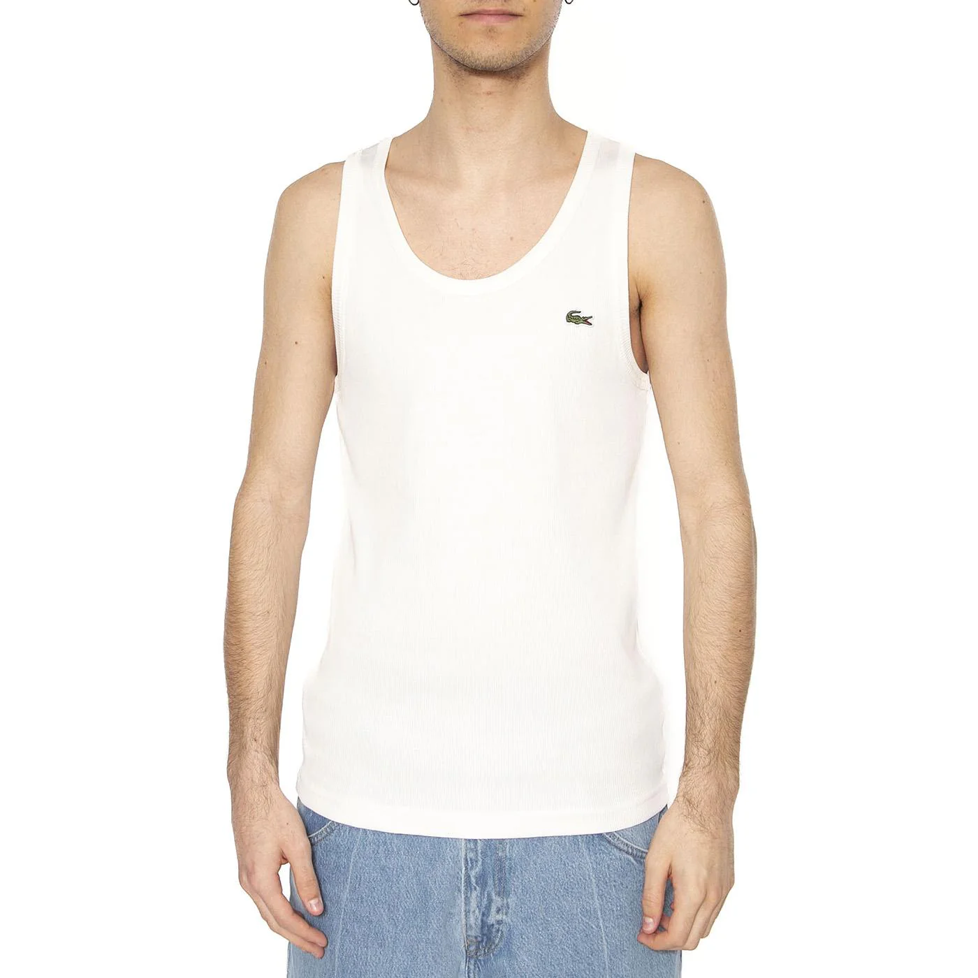 T-Shirt 70V White Tanktop - Canottan Uomo Bianca Uomo LACOSTE - Image 2