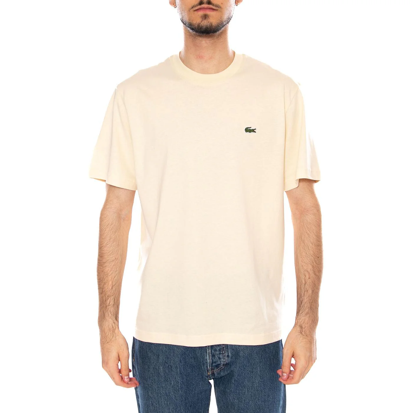 T-SHIRT ECRU - Maglietta Lacoste Girocollo Uomo Ecru Uomo LACOSTE - Image 2