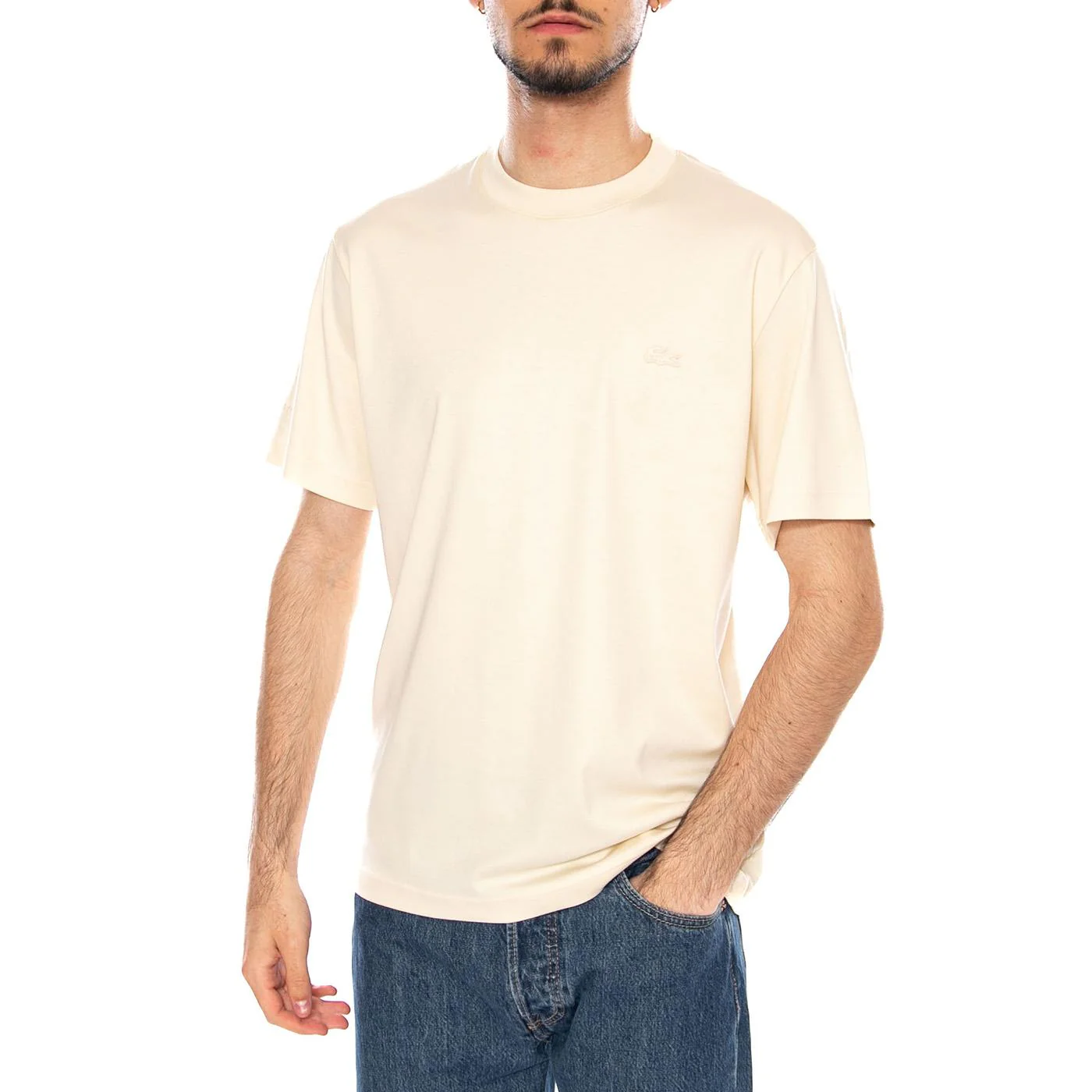 T-SHIRT ECRU - Maglietta Lacoste Girocollo Uomo Ecru Uomo LACOSTE