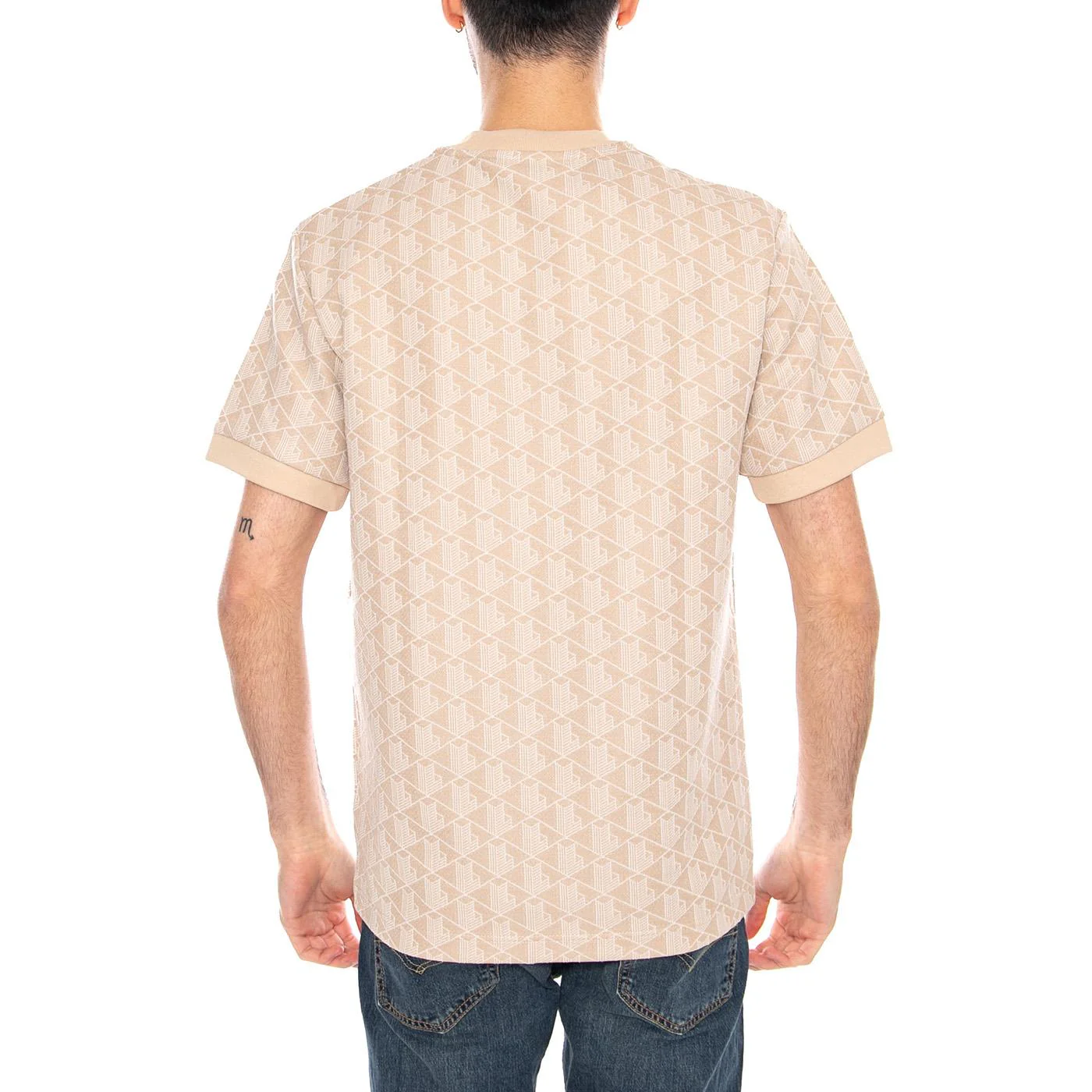 T-shirt Slim Fit Monogramma Jacquard - Polo Uomo Beige con Logo Lacoste Uomo LACOSTE - Image 3