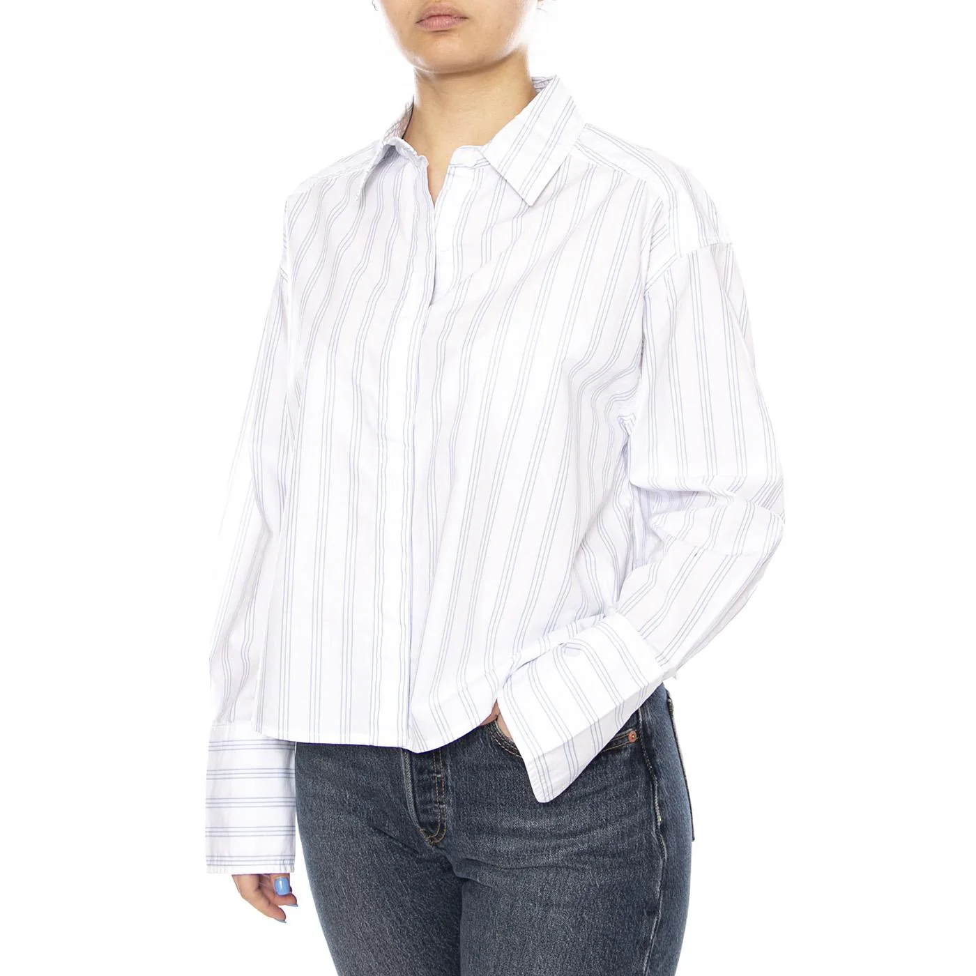 CUFFED SHIRT HALOGEN STRIPE - Camicia Donna Bianca Donna LEE
