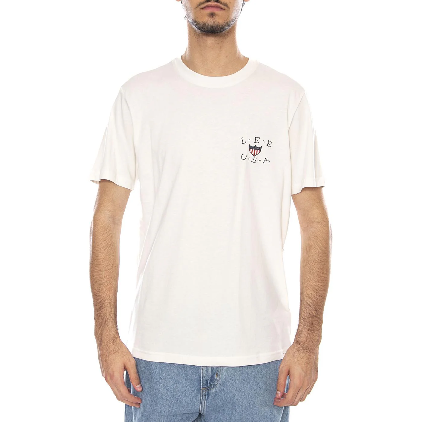 Essential Graphic Tee Ecru - Maglietta Girocollo Uomo Crema Uomo LEE - Image 2