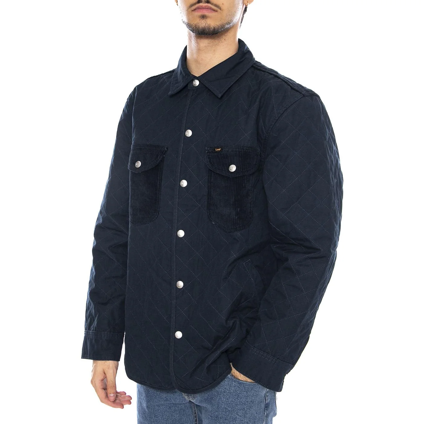 Mixed Media Overshirt Rivet Navy - Giacca Sovracamicia UomoBlu Uomo LEE