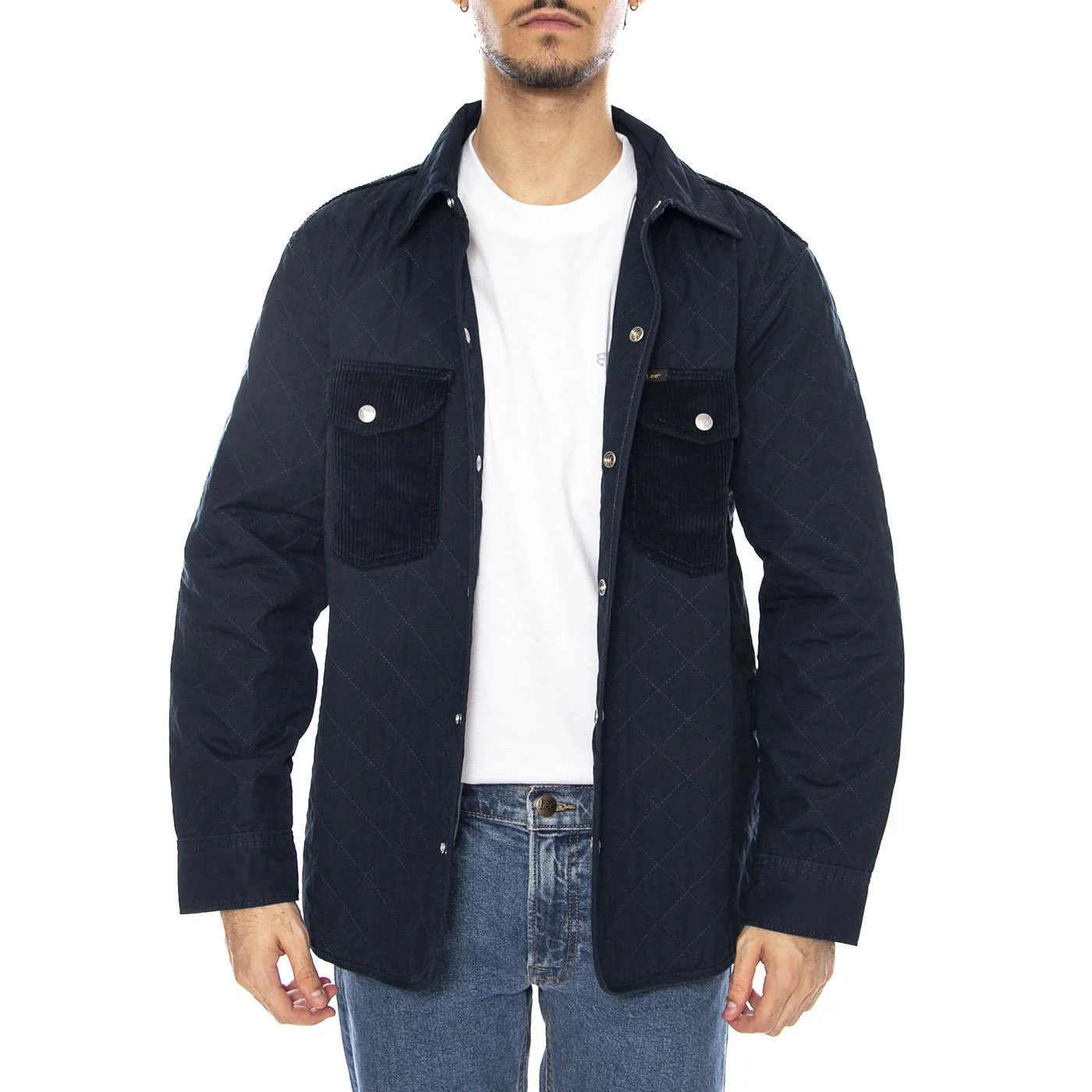 Mixed Media Overshirt Rivet Navy - Giacca Sovracamicia UomoBlu Uomo LEE - Image 2