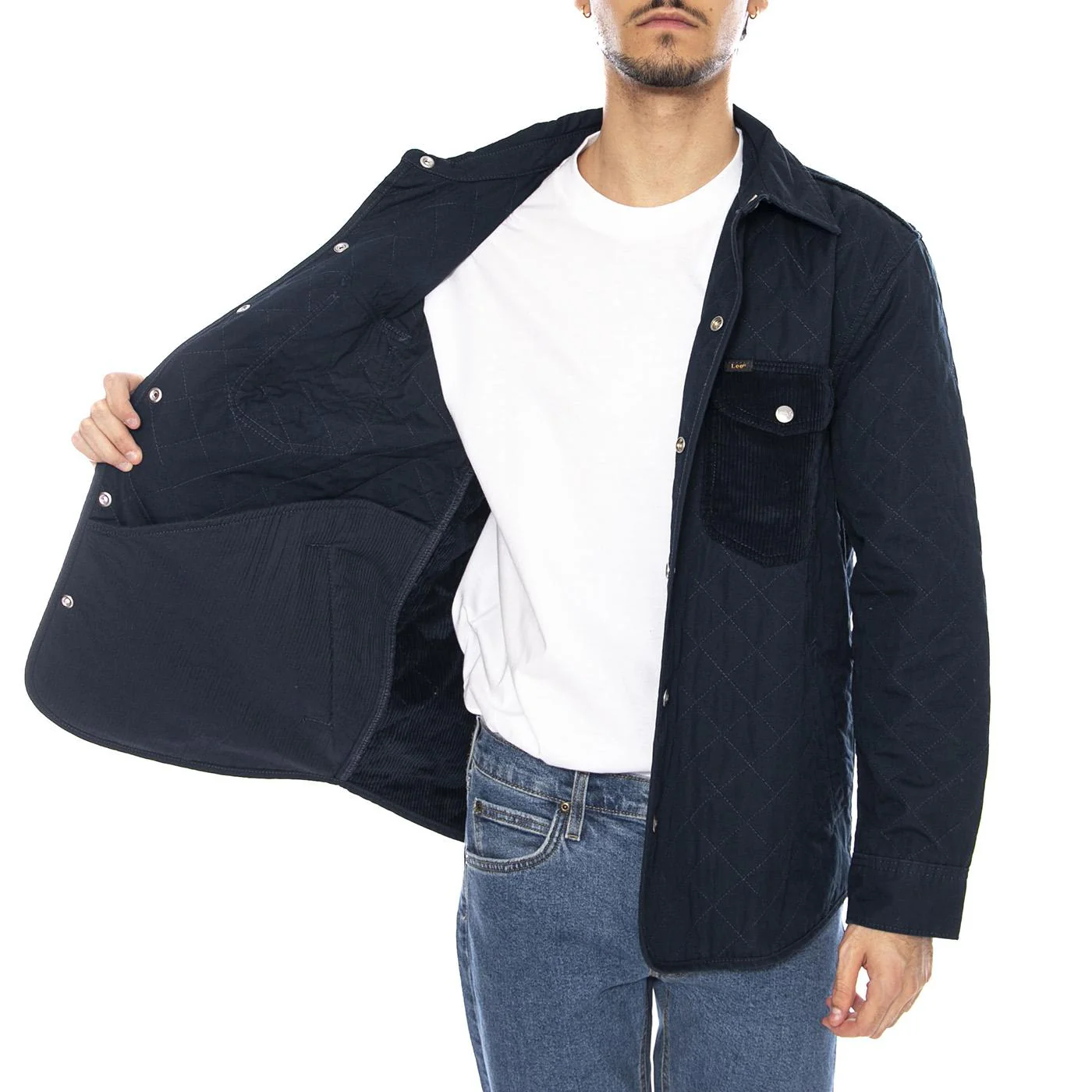 Mixed Media Overshirt Rivet Navy - Giacca Sovracamicia UomoBlu Uomo LEE - Image 4